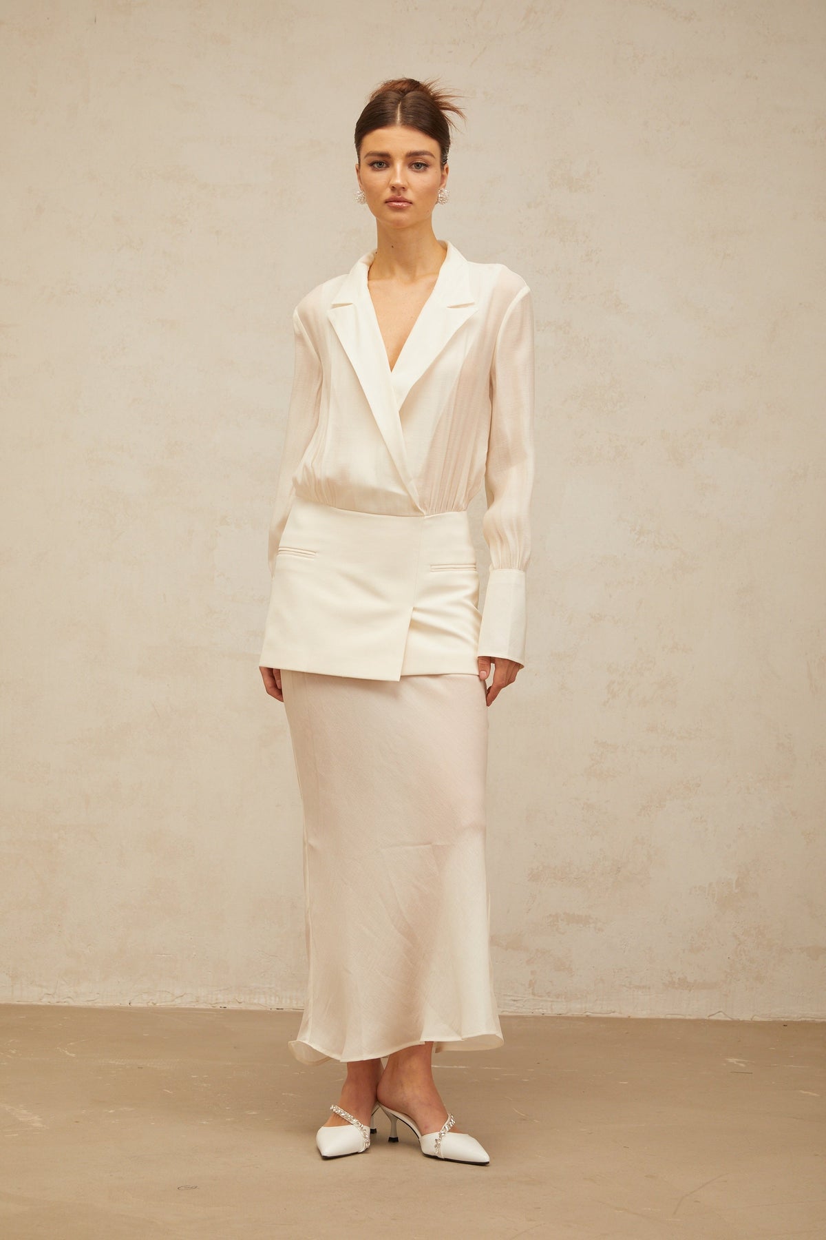 Gisèle white panelled semi-sheer maxi dress (Final Sale)
