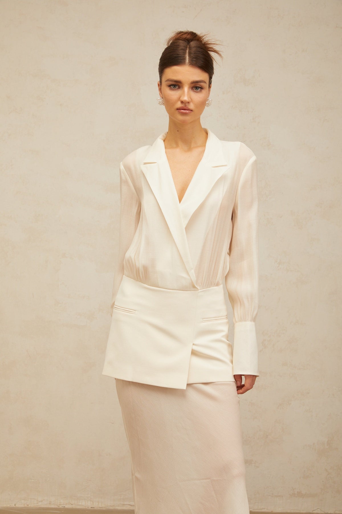 Gisèle white panelled semi-sheer maxi dress (Final Sale-US Only)