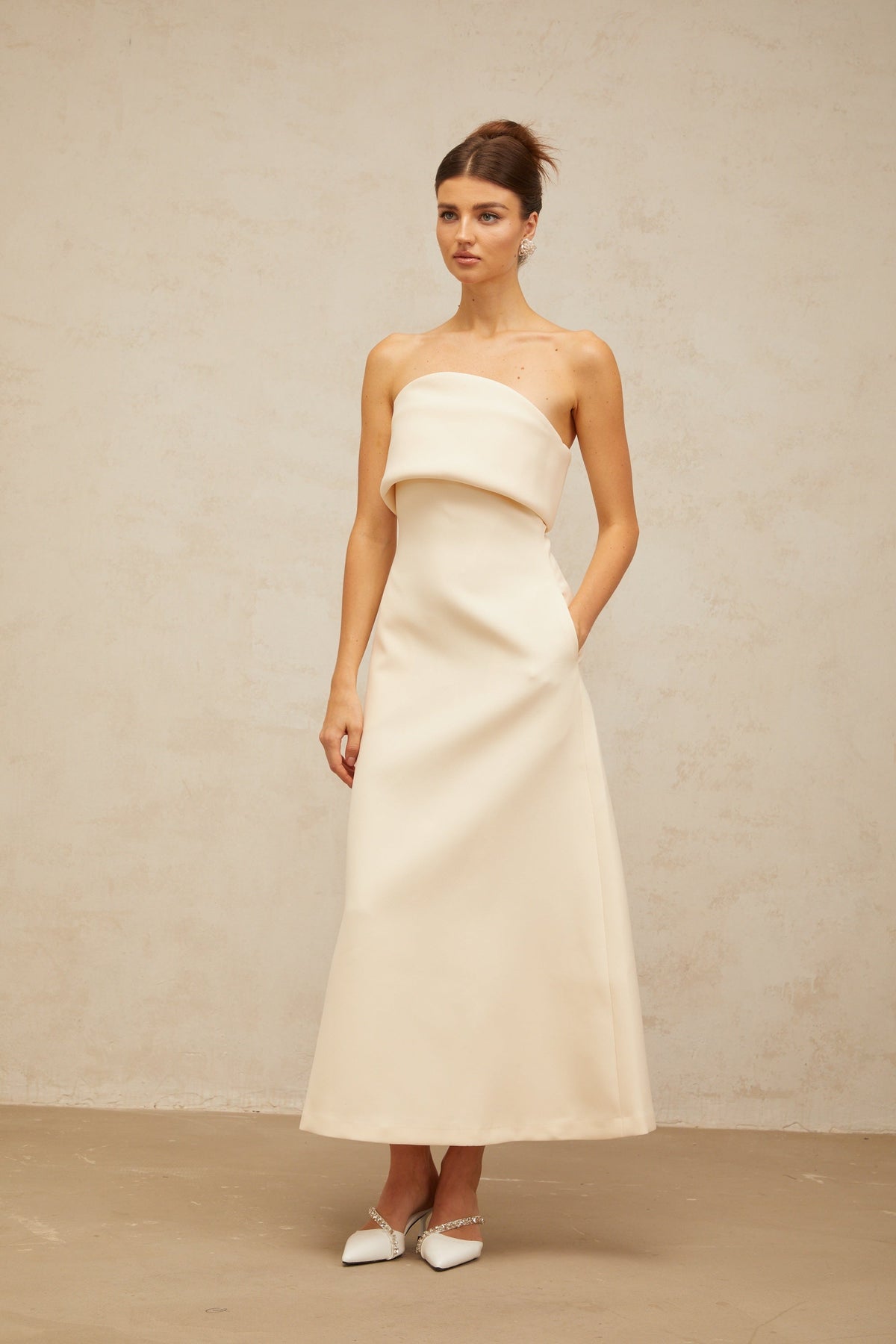 Raphaëlle white folded corset midi dress (Final Sale-US Only)