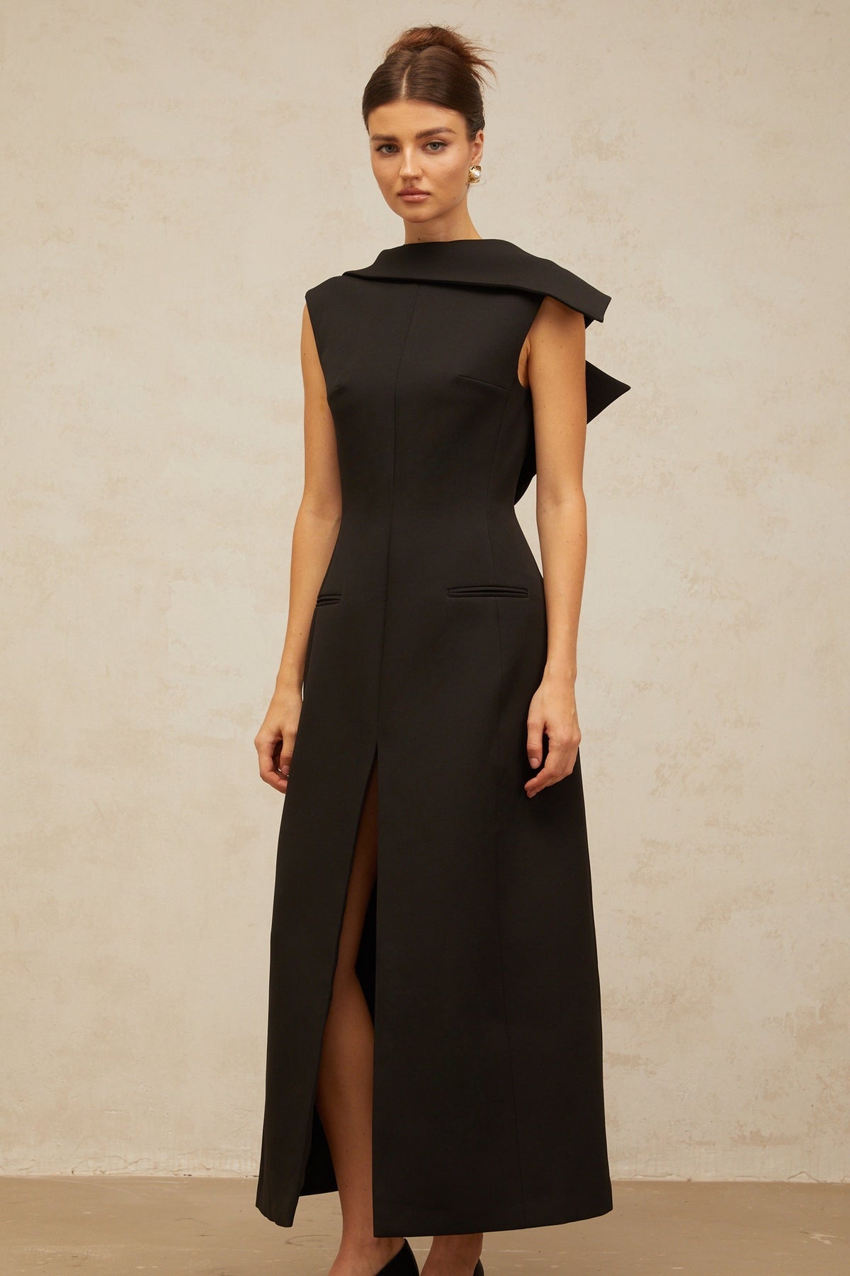 Léonore black deconstructed open-back midi dress (Final Sale-US Only)