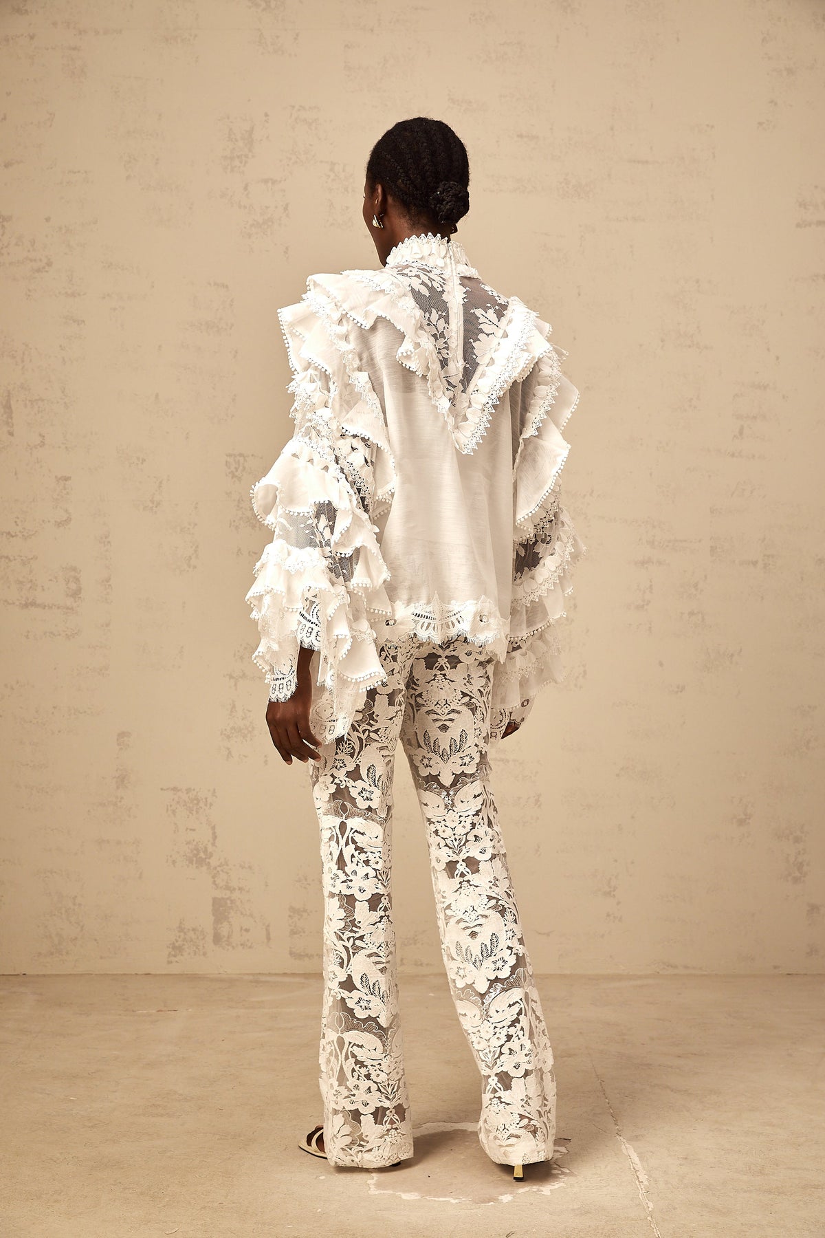 Mylène white tied layered lace blouse (Final Sale-US Only)