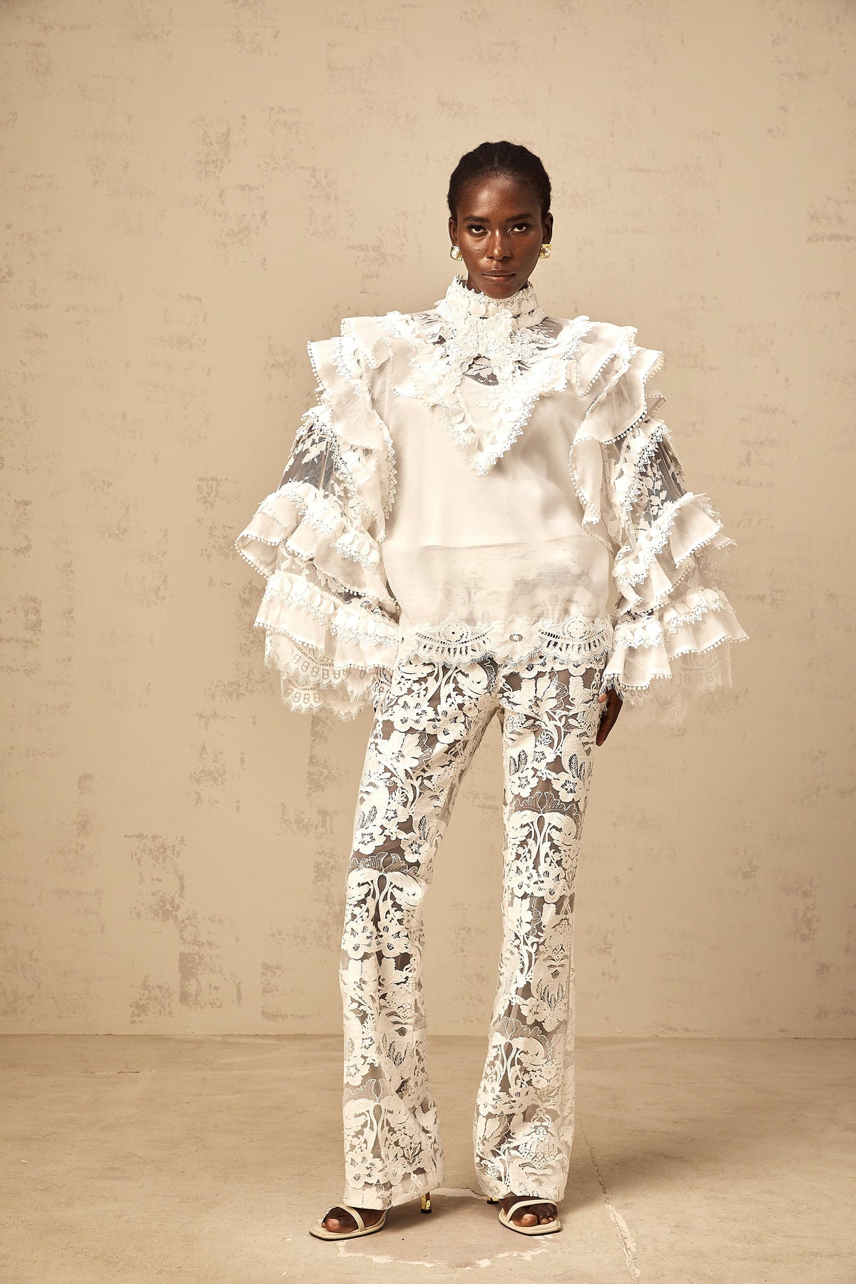 Mylène white tied layered lace blouse (Final Sale-US Only)