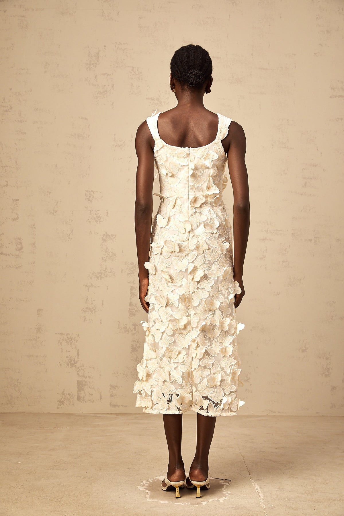 Narcisse butterfly-appliqué flared midi dress (Final Sale-US Only)