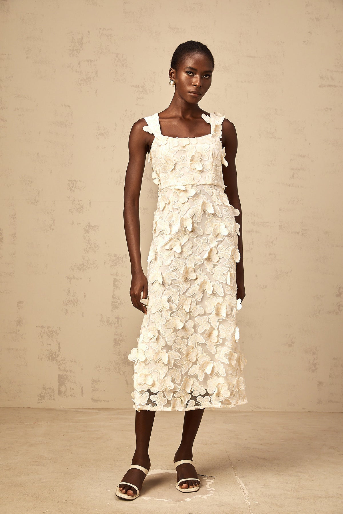 Narcisse butterfly-appliqué flared midi dress (Final Sale-US Only)