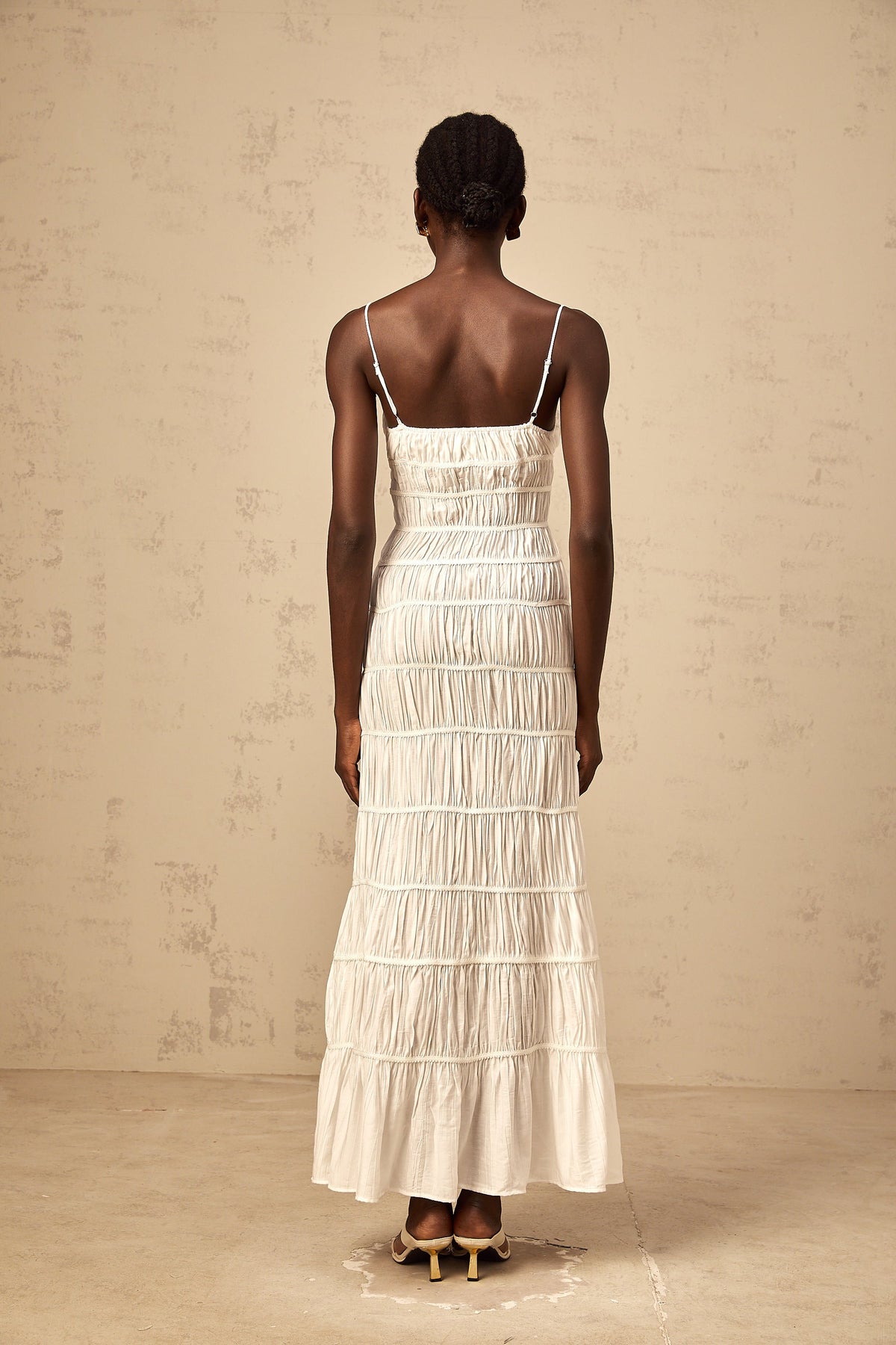 Aglaé white bowknot smocked maxi dress
