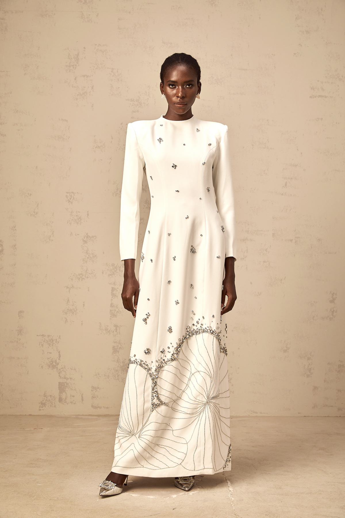 Daphné white lotus-motif embellished maxi dress (Final Sale-US Only)