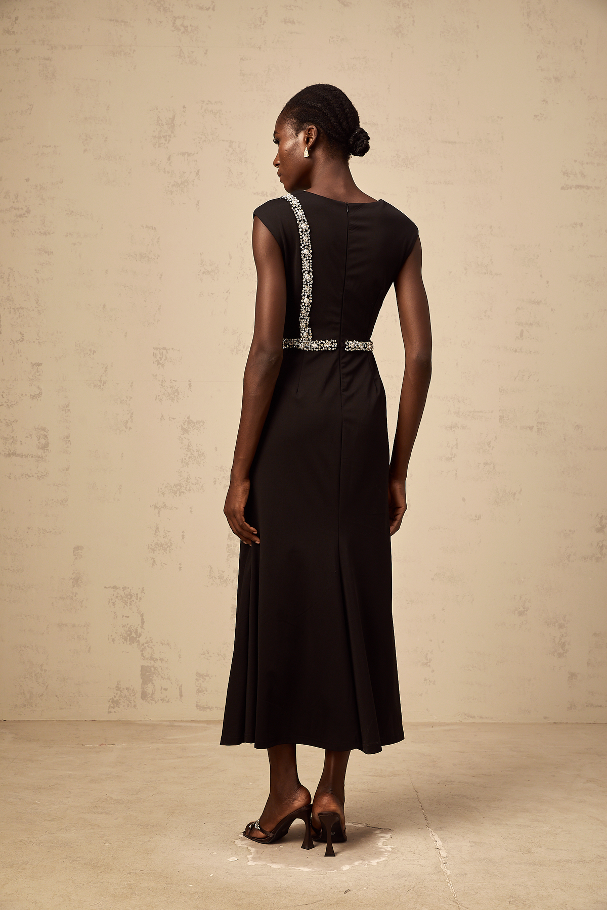 Paloma black bow embellished mermaid midi dress (Final Sale)