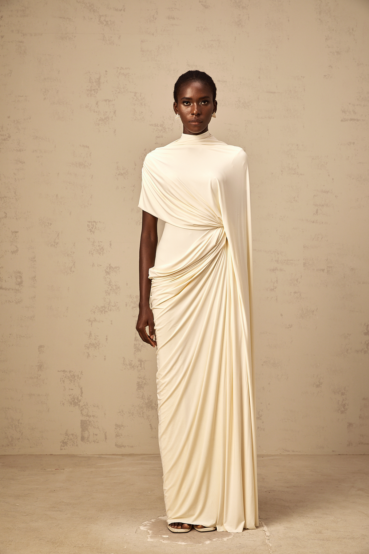 Fenella asymmetrical draped cape & dress matching set