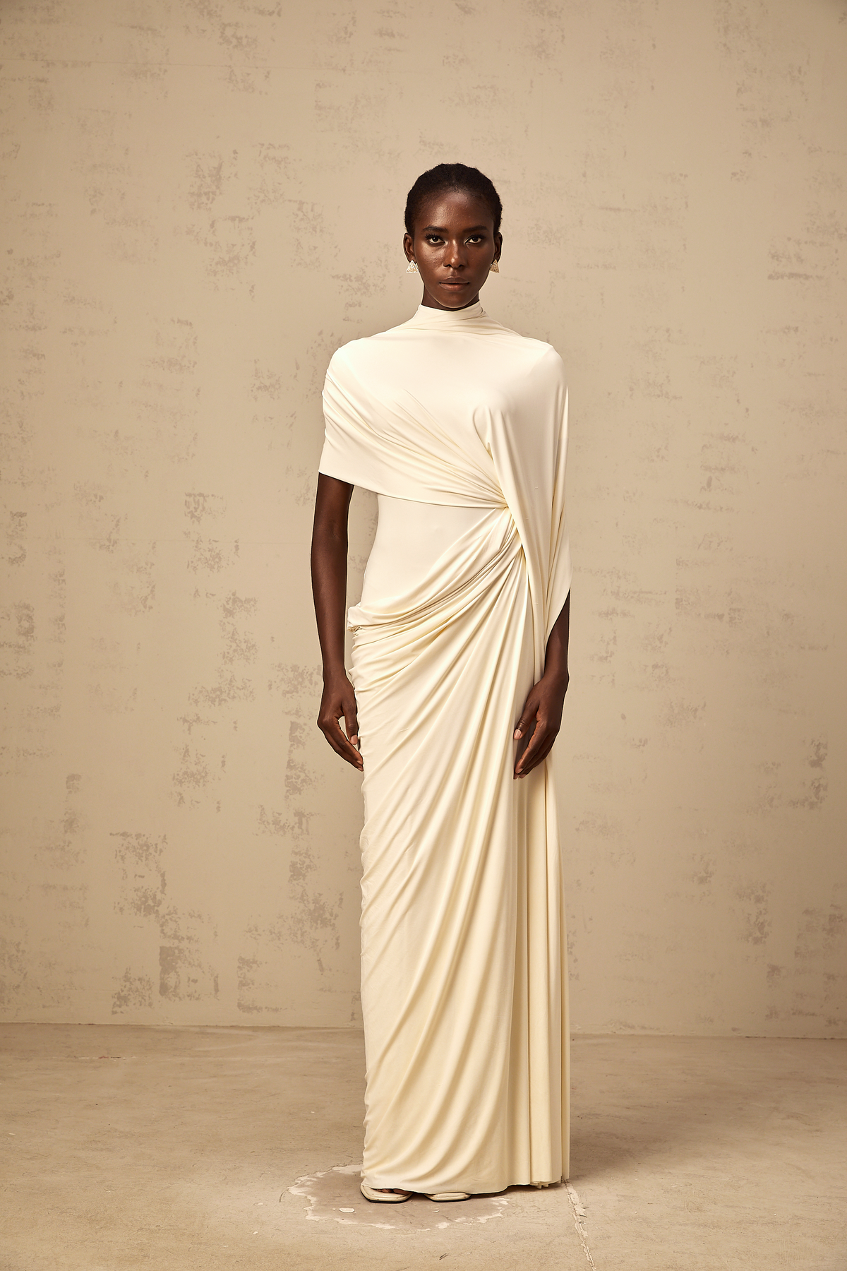 Fenella asymmetrical draped cape & dress matching set