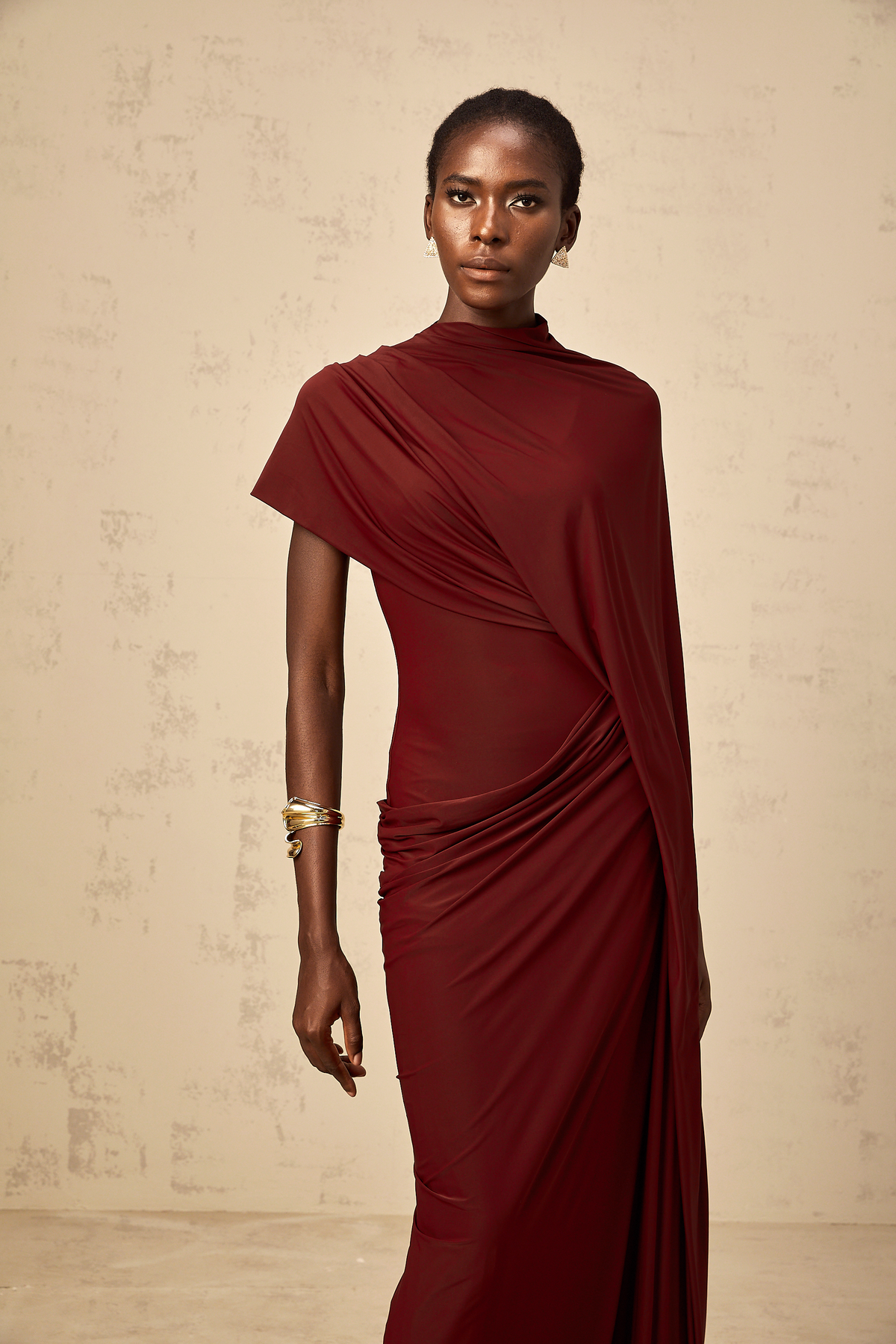 Fenella asymmetrical draped cape & dress matching set