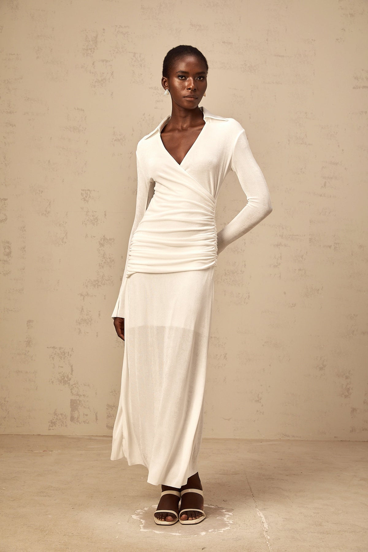 Térébenthine white ruched knit maxi dress (Final Sale-US Only)
