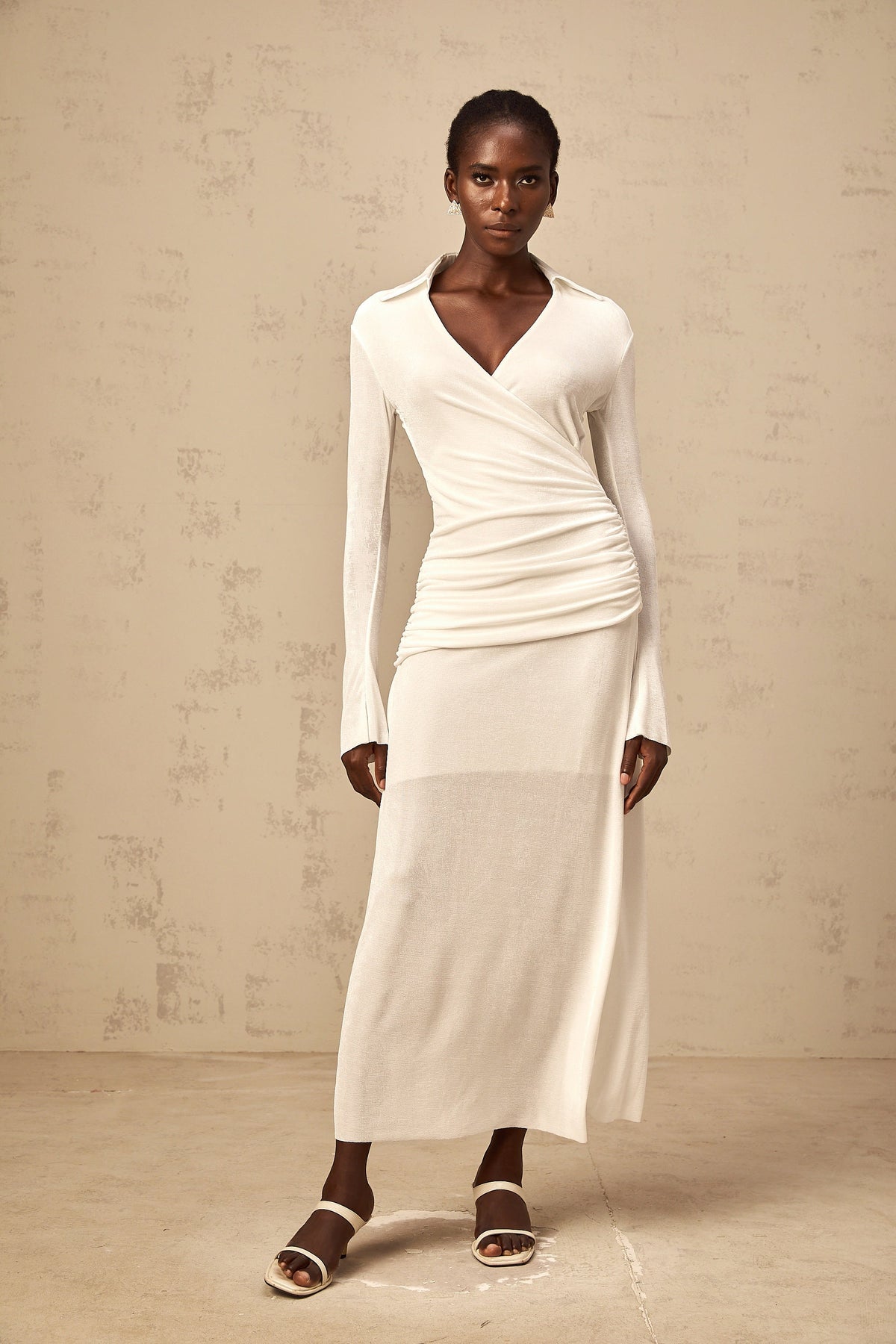 Térébenthine white ruched knit maxi dress (Final Sale-US Only)