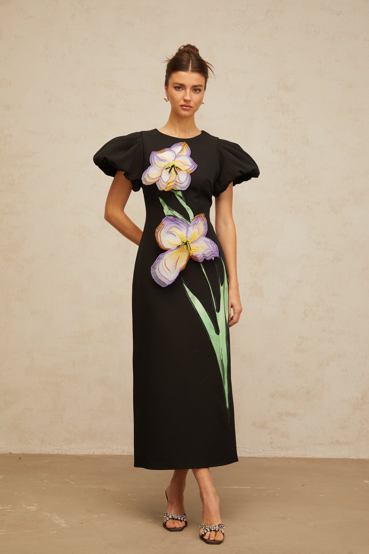 Irène sequined floral-embroidered midi dress in Black (Final Sale-US Only)