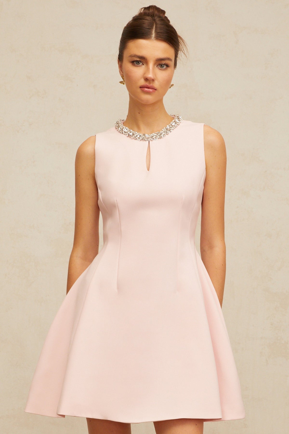 Clothilde pink sequined puff mini dress
