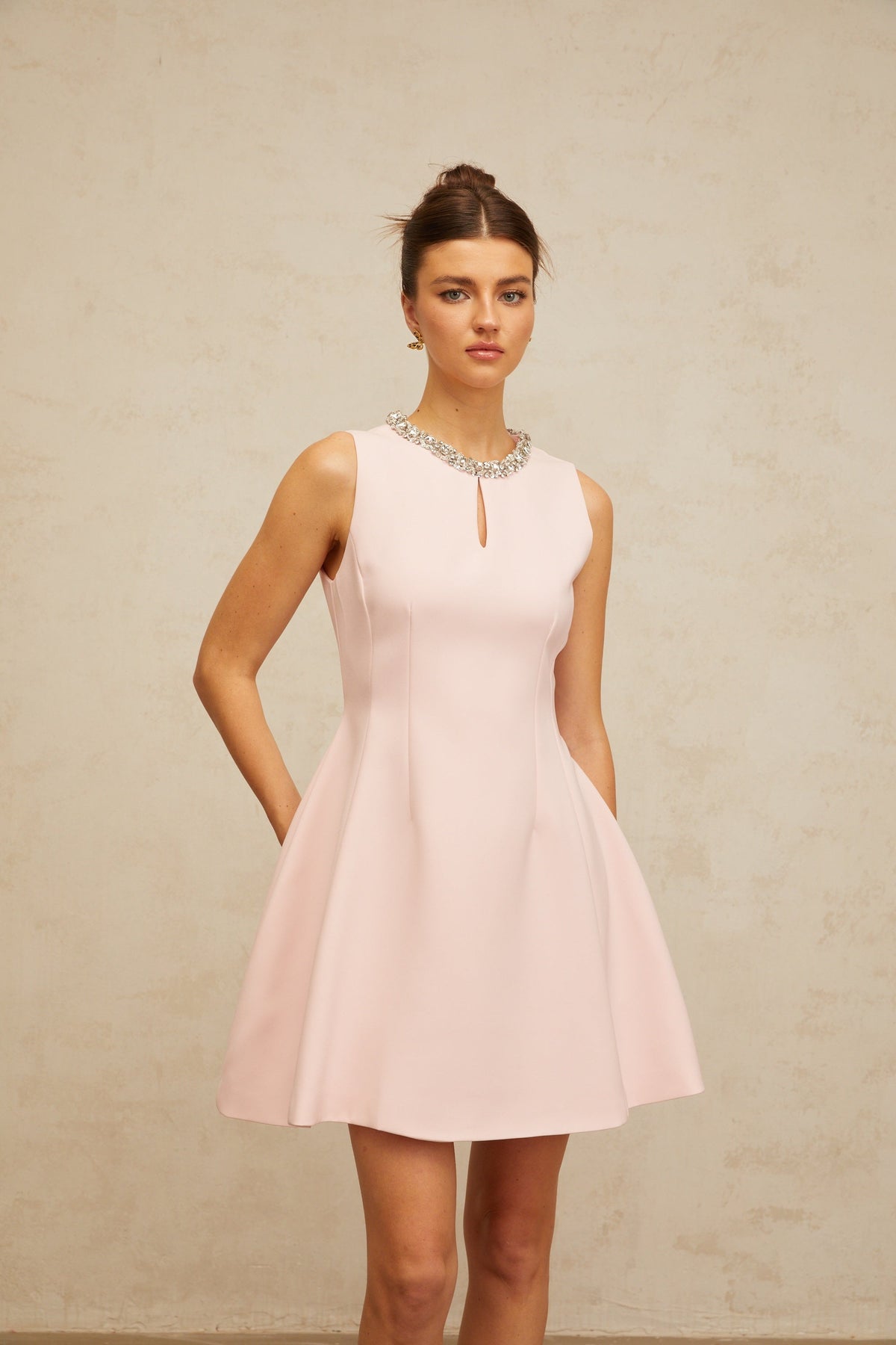 Clothilde pink sequined puff mini dress