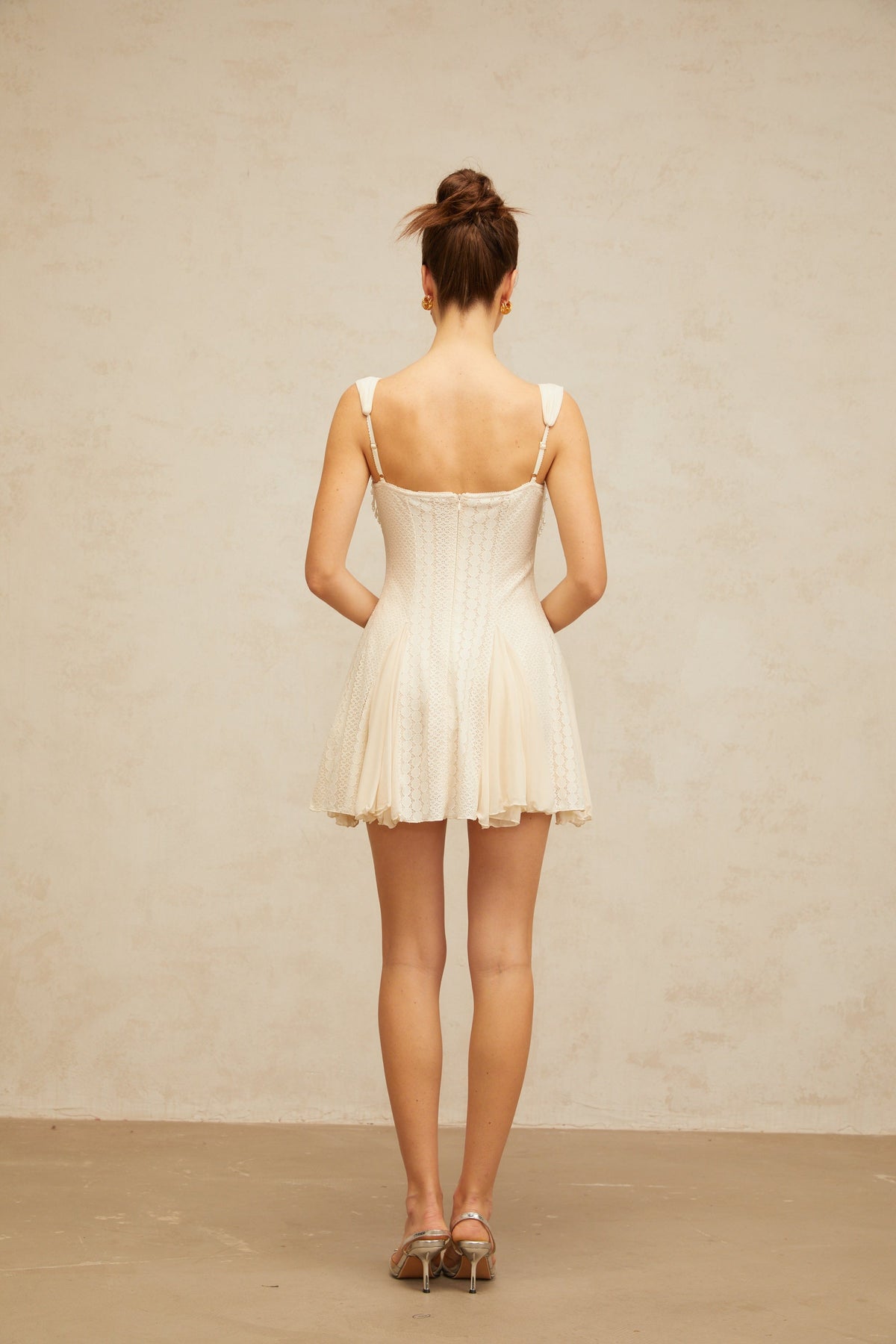 Calliopée cream-white embellished flared mini dress (Final Sale-US Only)