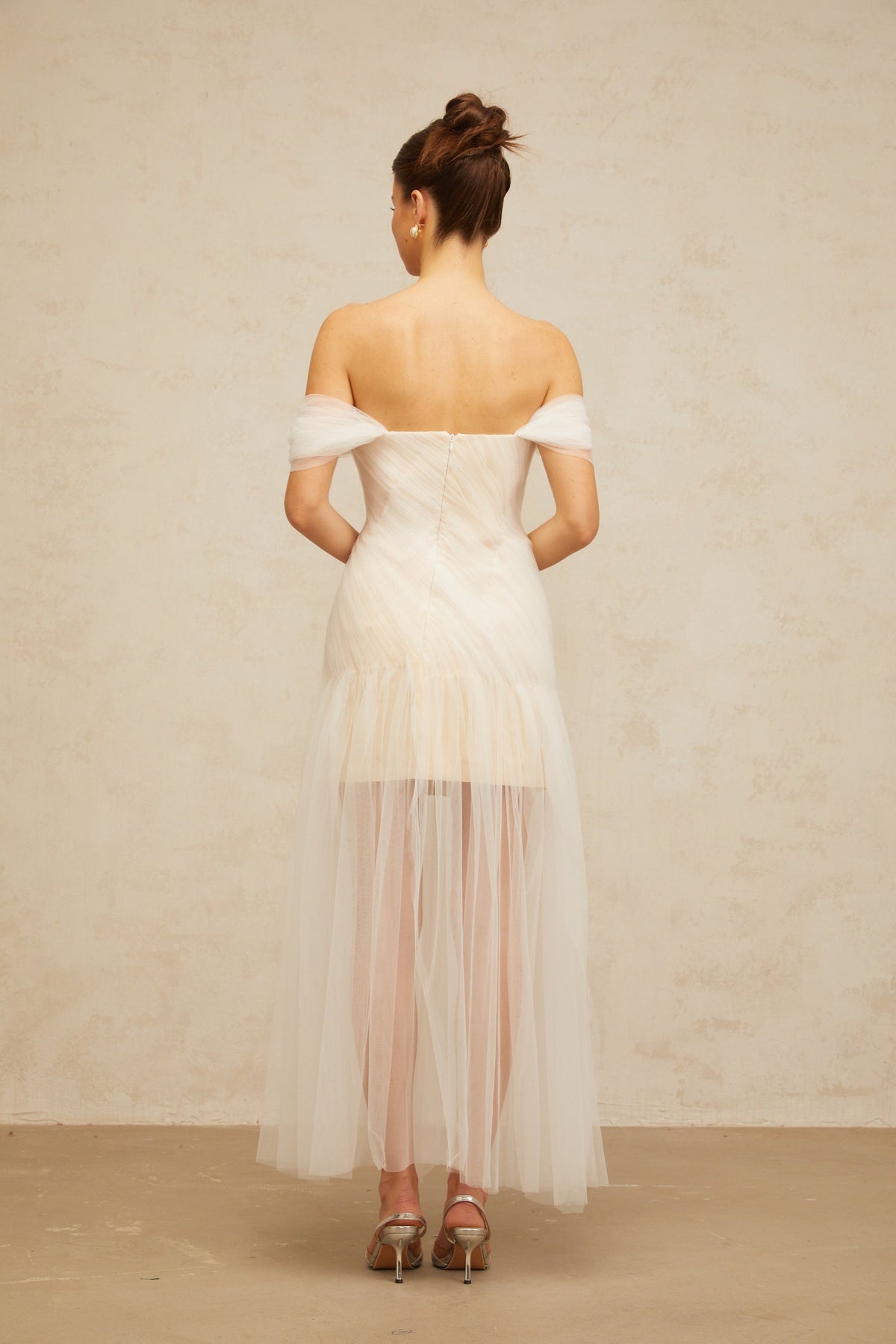 Sibylle off-white pleated tulle maxi dress
