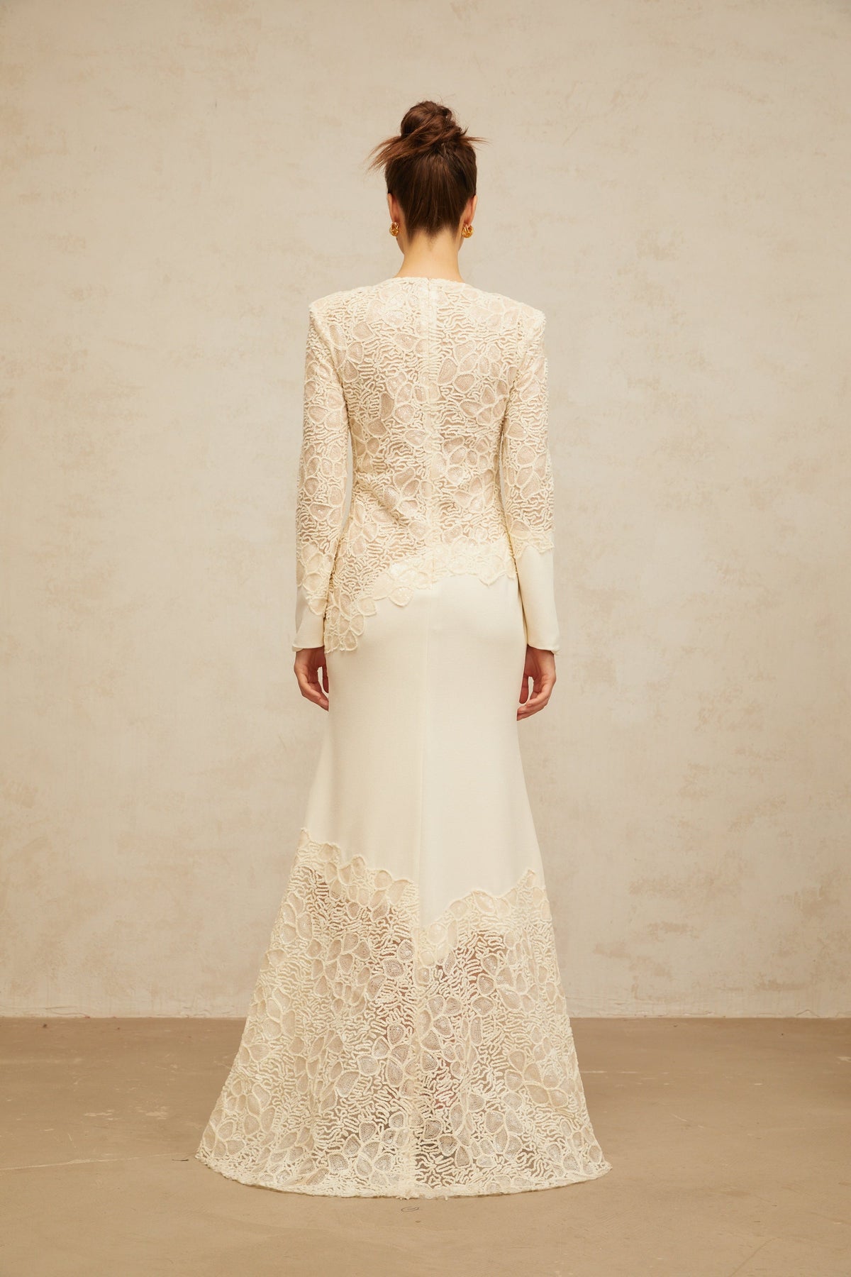 Mathilde off-white textured floral-embroidered sequined maxi dress