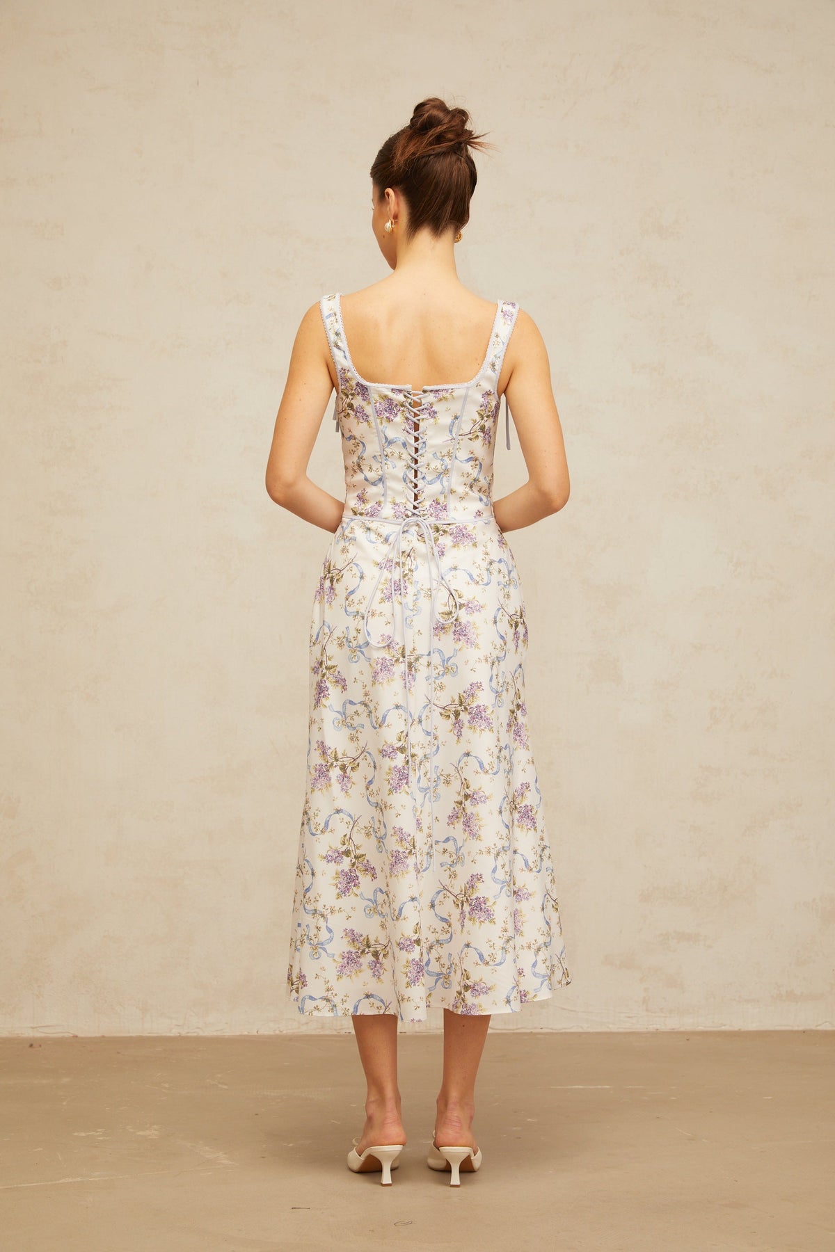 Bruyère white floral-print flared midi dress