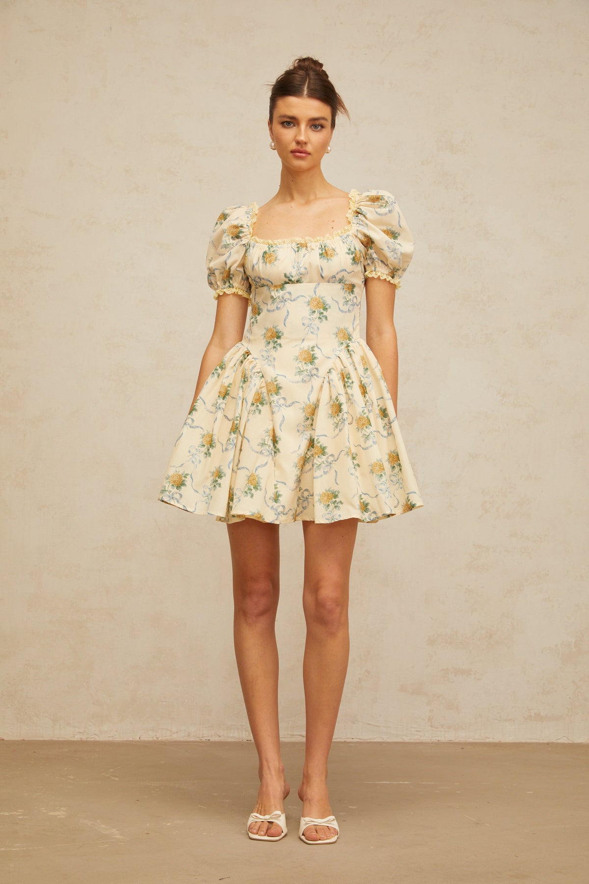 Tiphaine yellow floral-print shirred mini dress (Final Sale-US Only)