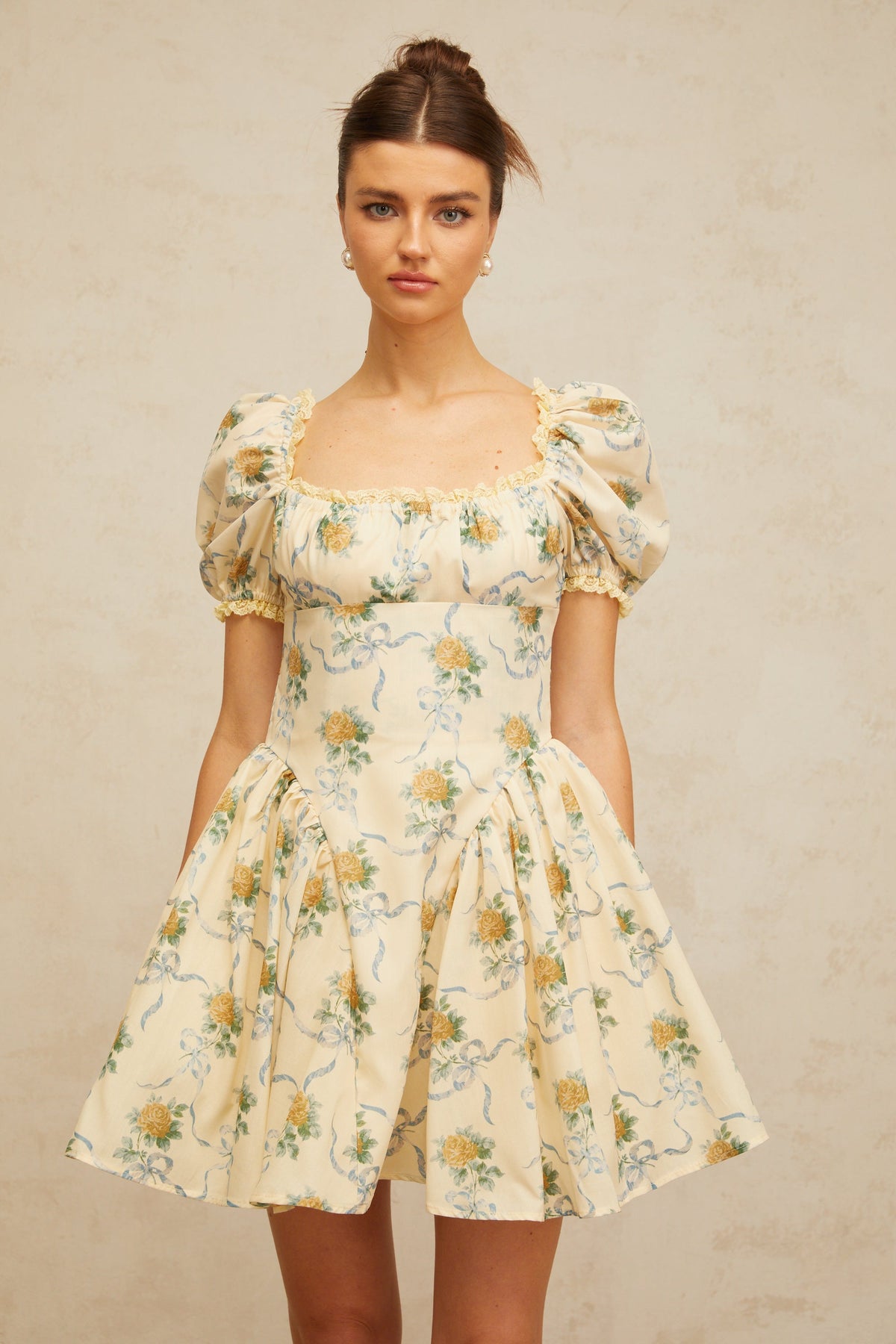 Tiphaine yellow floral-print shirred mini dress (Final Sale-US Only)