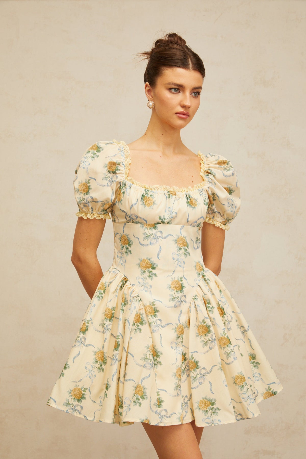 Tiphaine yellow floral-print shirred mini dress (Final Sale-US Only)