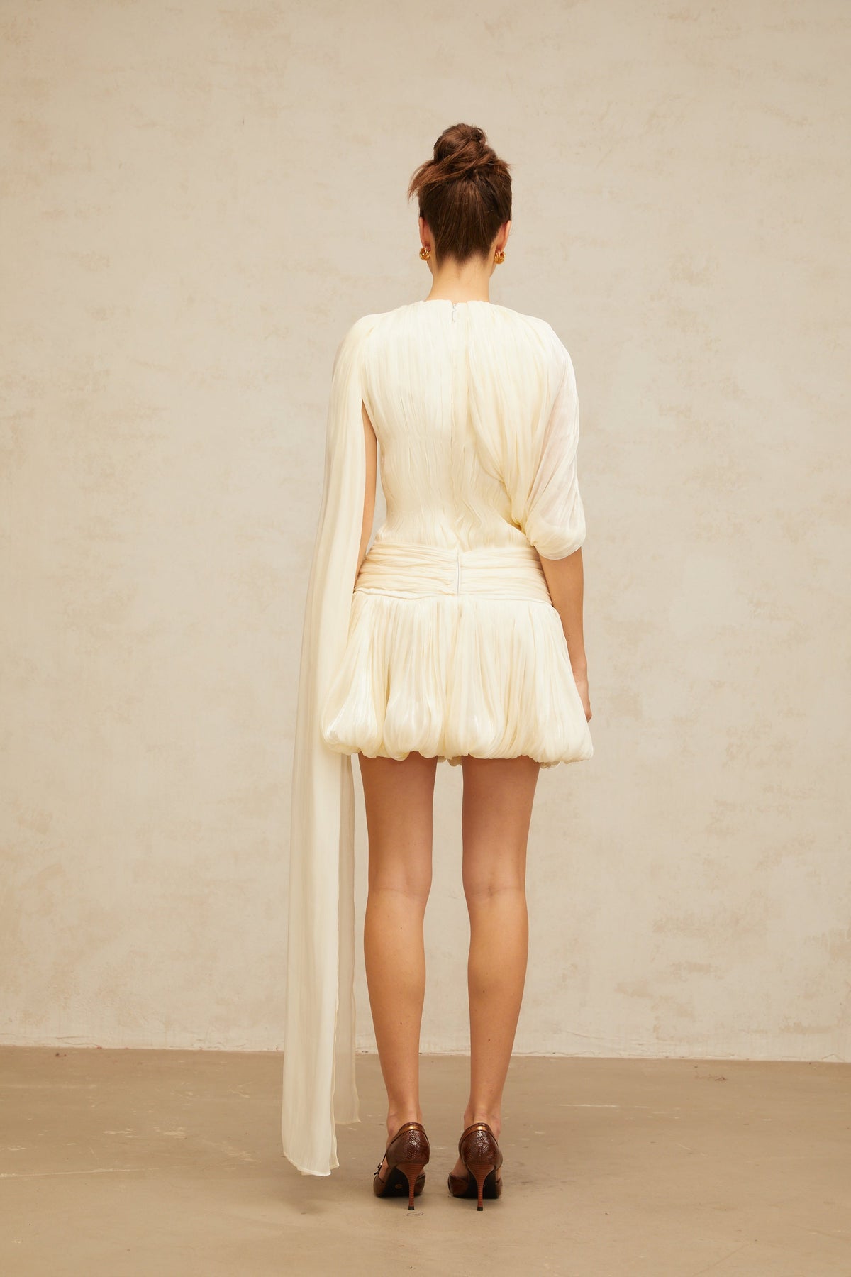 Cyrielle pleated ribbon-design mini dress