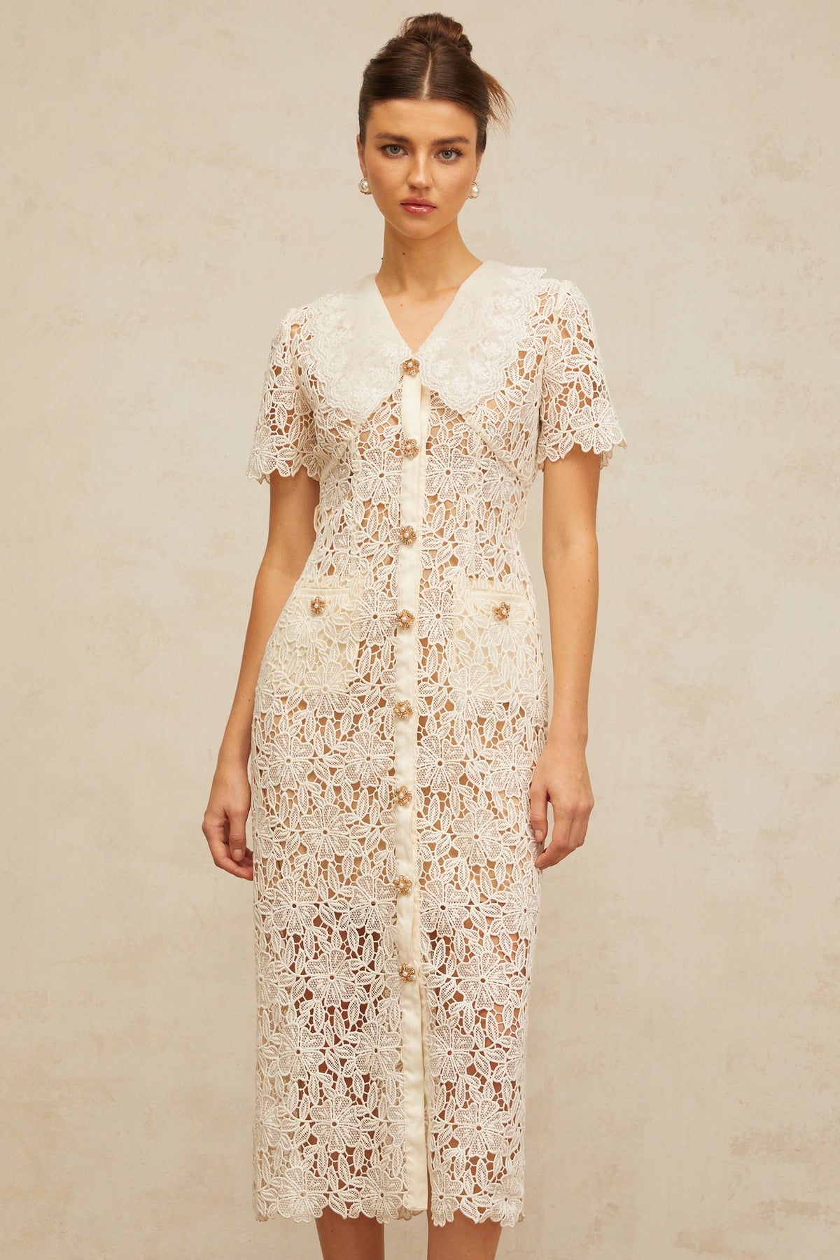 Sophie off-white corded-lace midi dress (Final Sale-US Only)