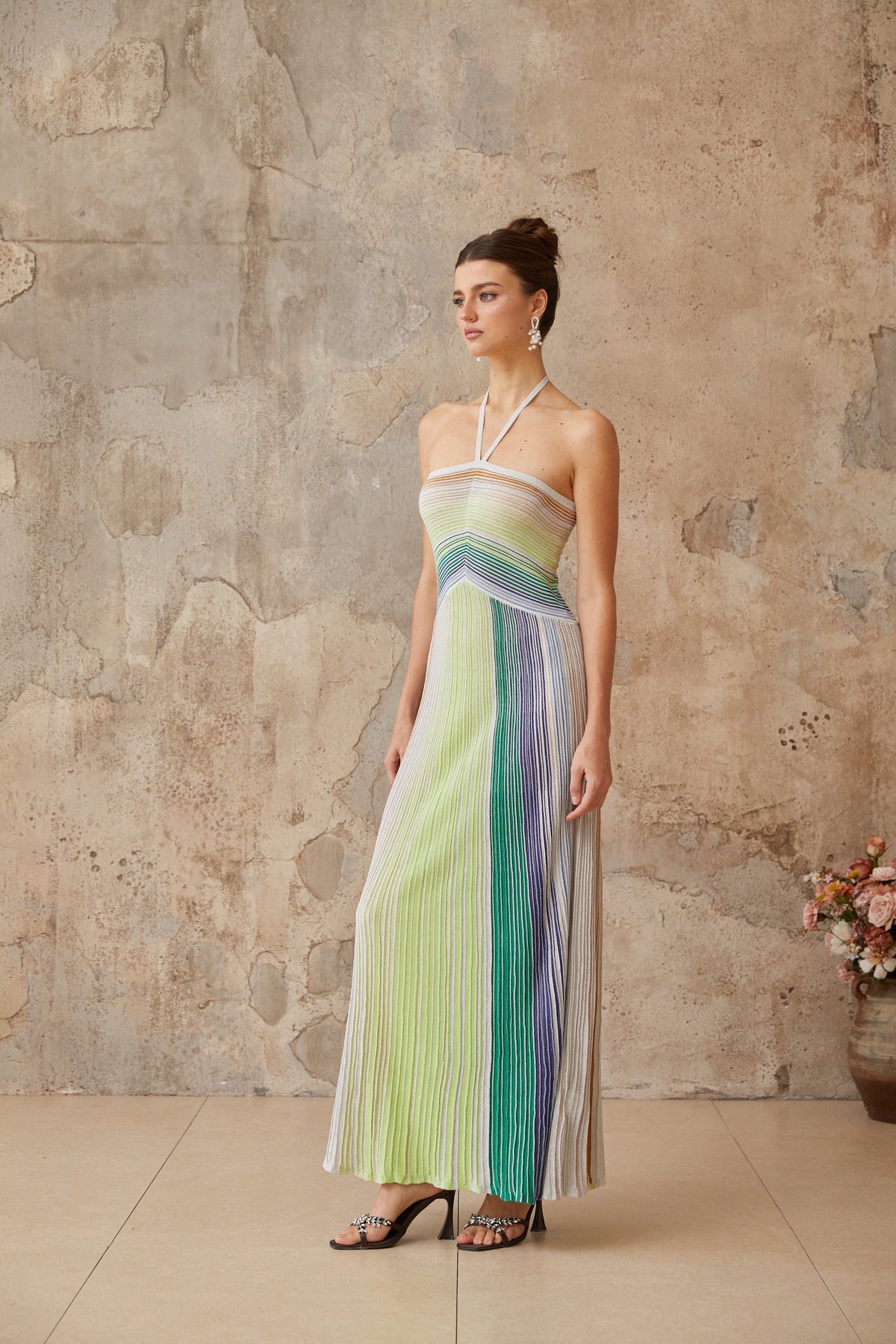 Serelith Metallic Knit Backless Maxi Dress (Final Sale-US Only)