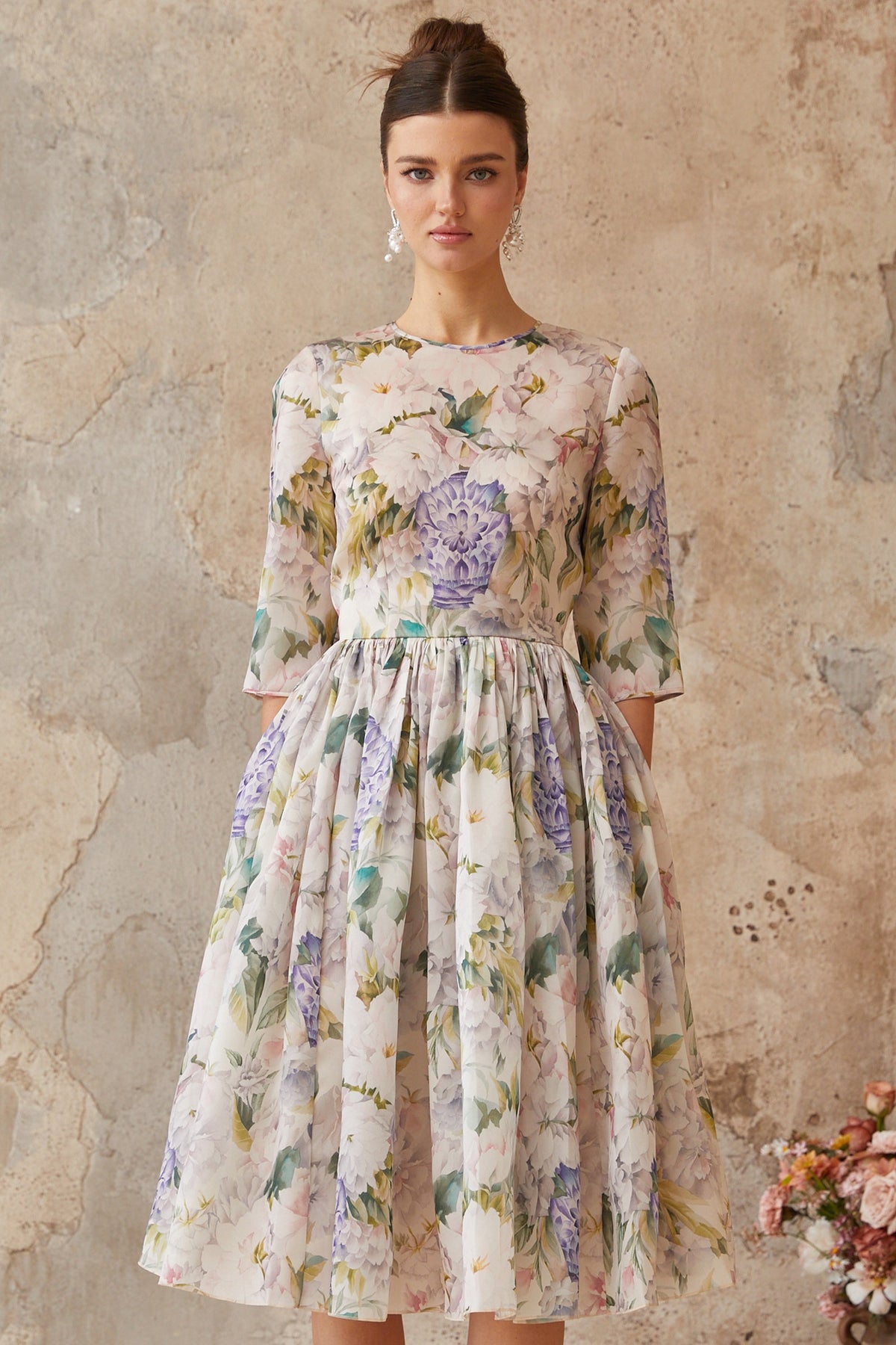 Lydie floral-print shirred midi dress