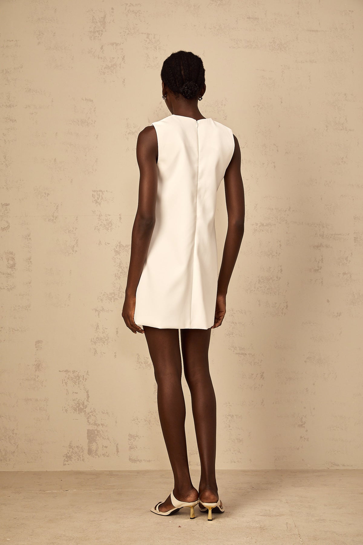 Irène White Sequin Floral Embroidered Mini Dress