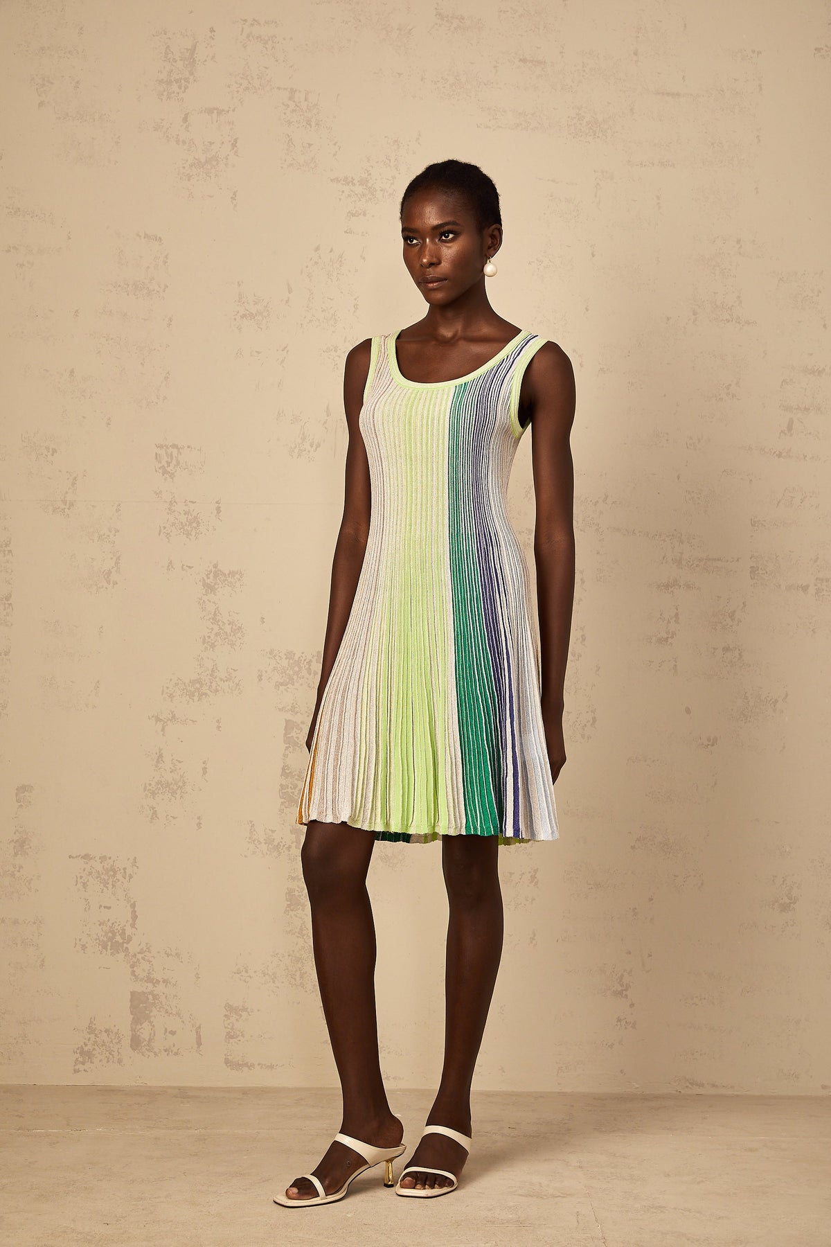 Amaryllis Green Sequin Striped Knit Mini Dress (Final Sale-US Only)