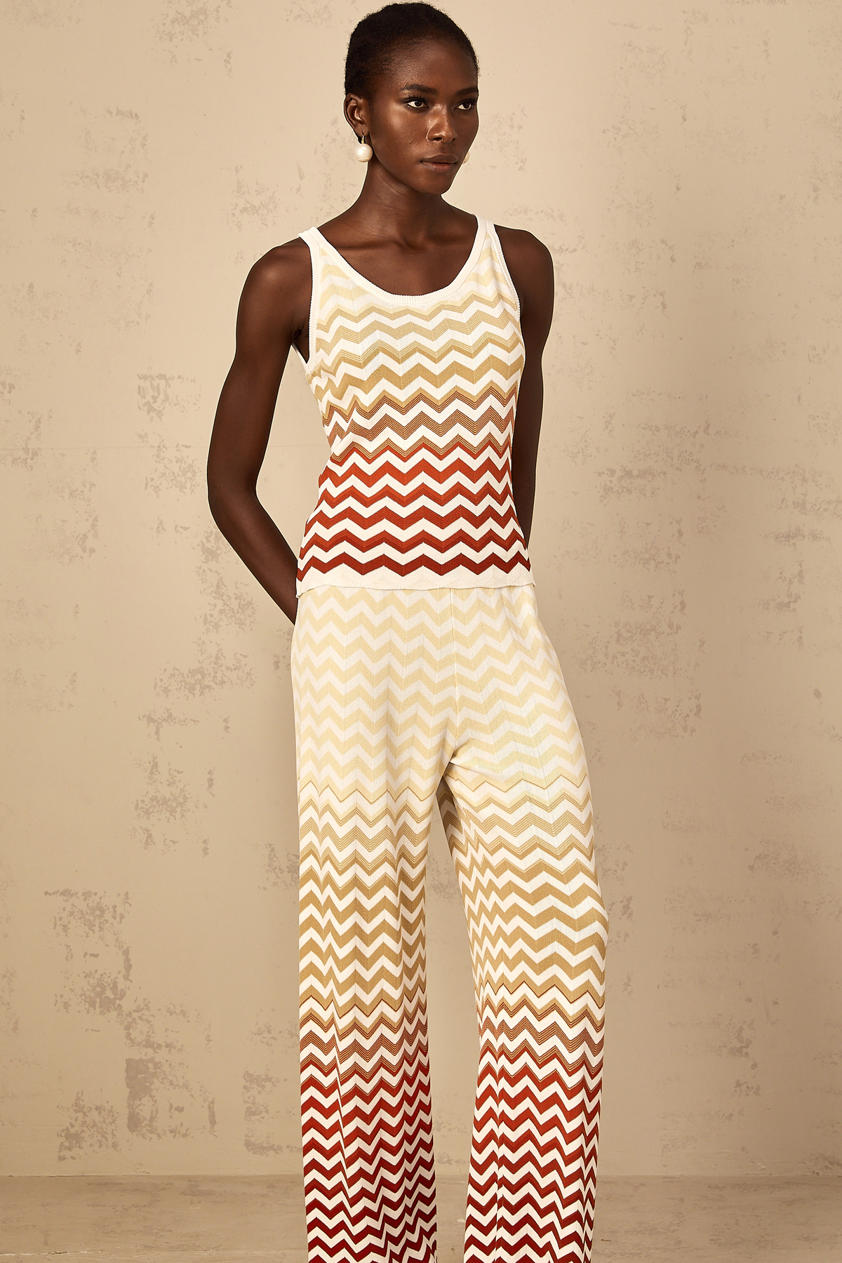 Isabelle Yellow Zigzag Knit Matching Set