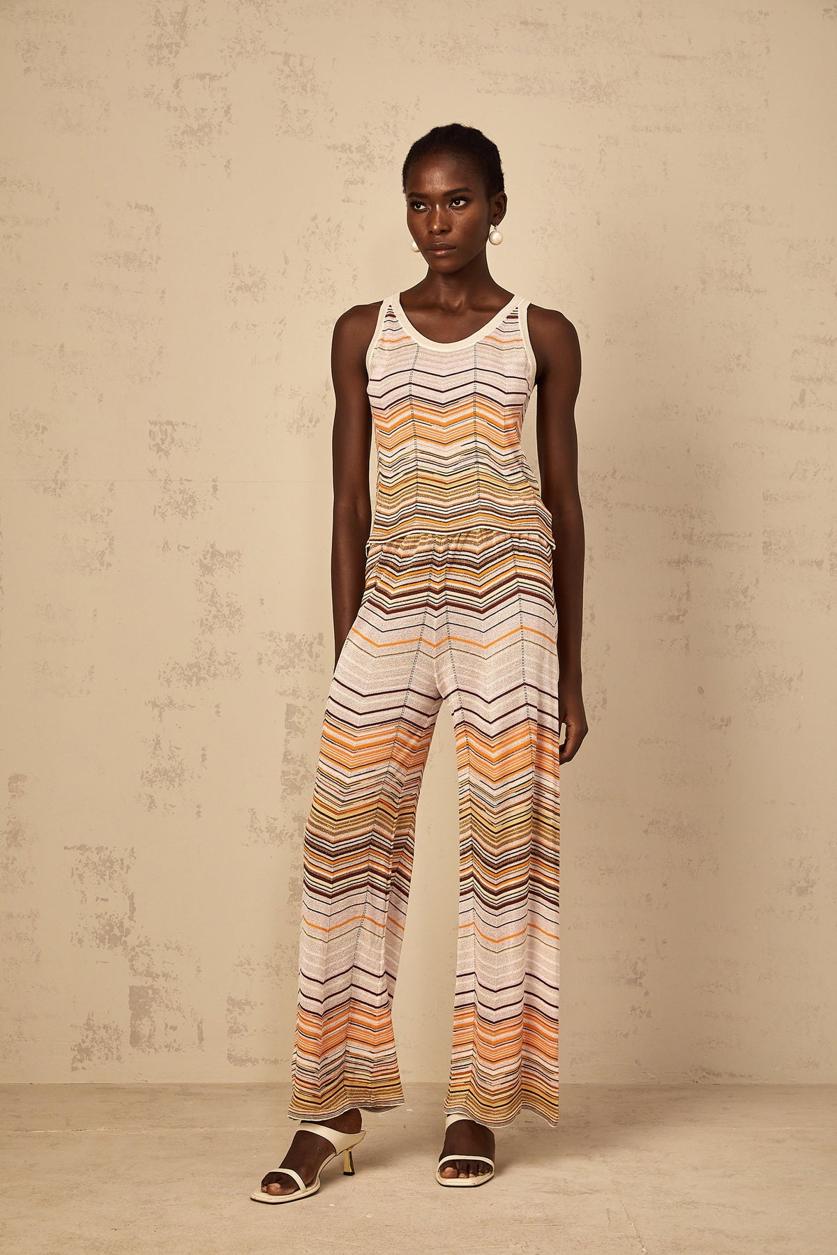 Chloé Neutral Striped Knit Matching Set