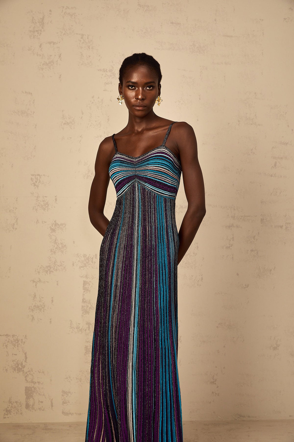 Bruyère Purple Sequin Striped Knit Maxi Dress (Final Sale-US Only)