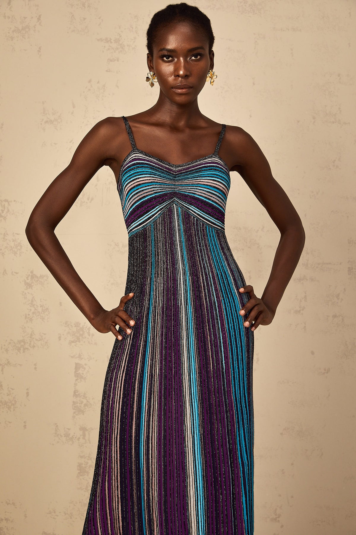 Bruyère Purple Sequin Striped Knit Maxi Dress (Final Sale-US Only)