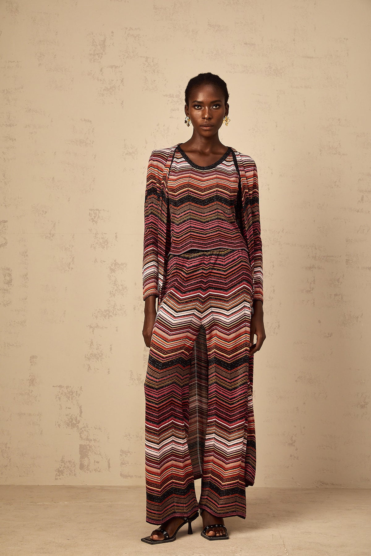 Chloé Red Striped Knit Long Cardigan
