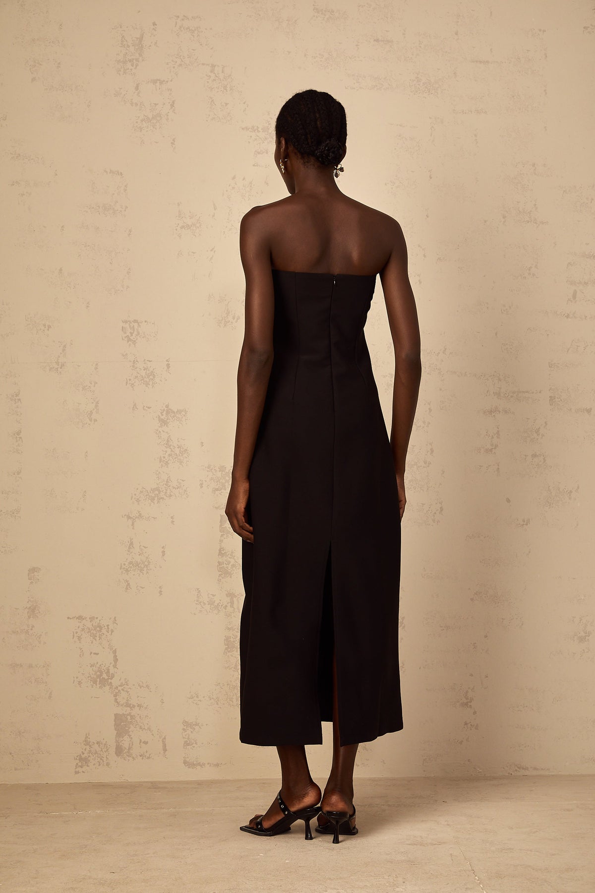 Irène Sequin Embroidered Off-Shoulder Midi Dress in Black