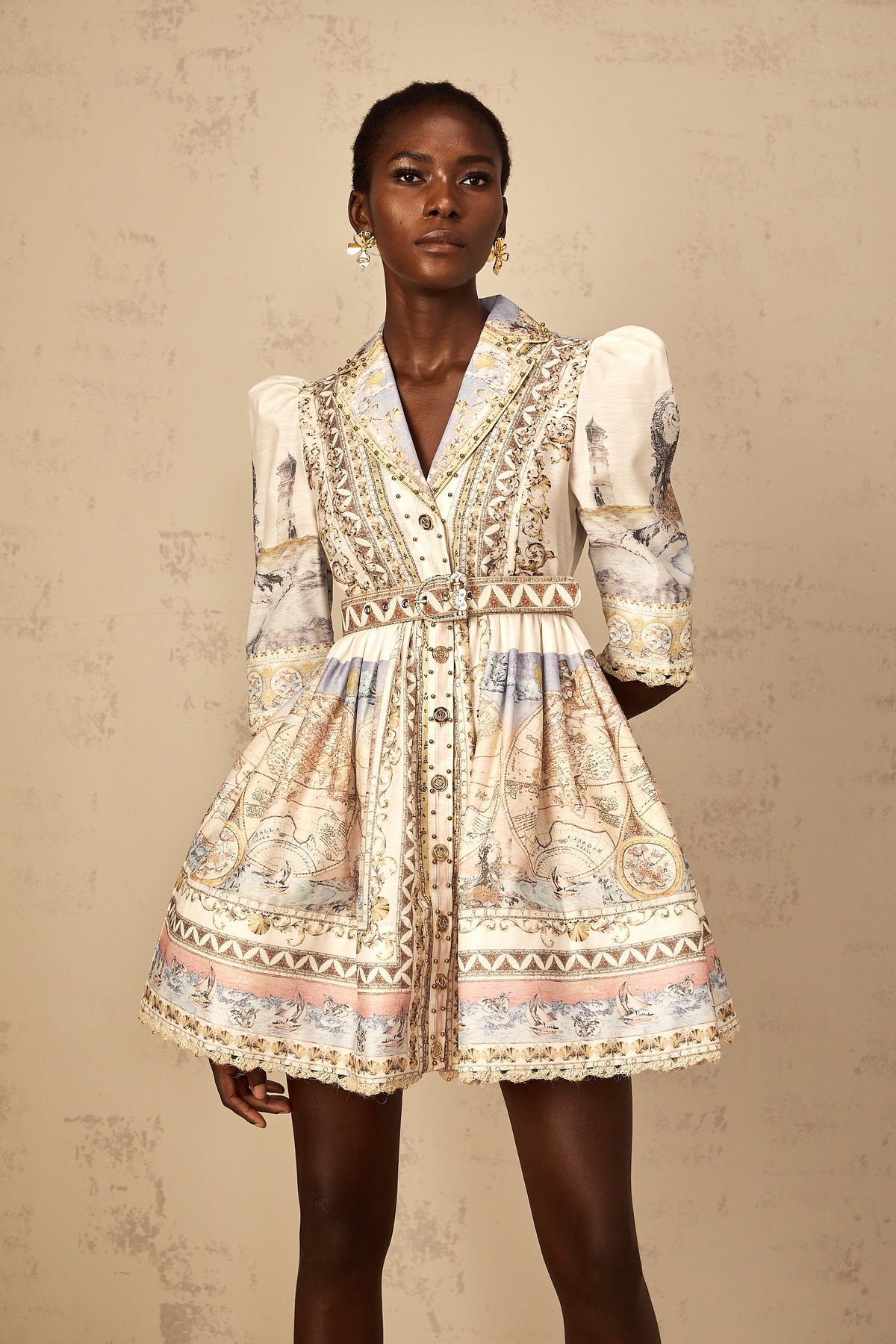 Joséphine Classic Belted V-Neck Mini Dress