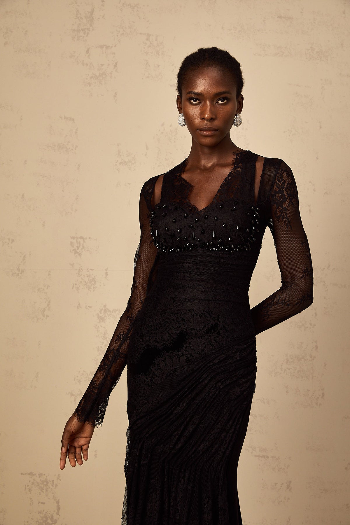 Ursula black floral-lace mermaid maxi dress (Final Sale-US Only)
