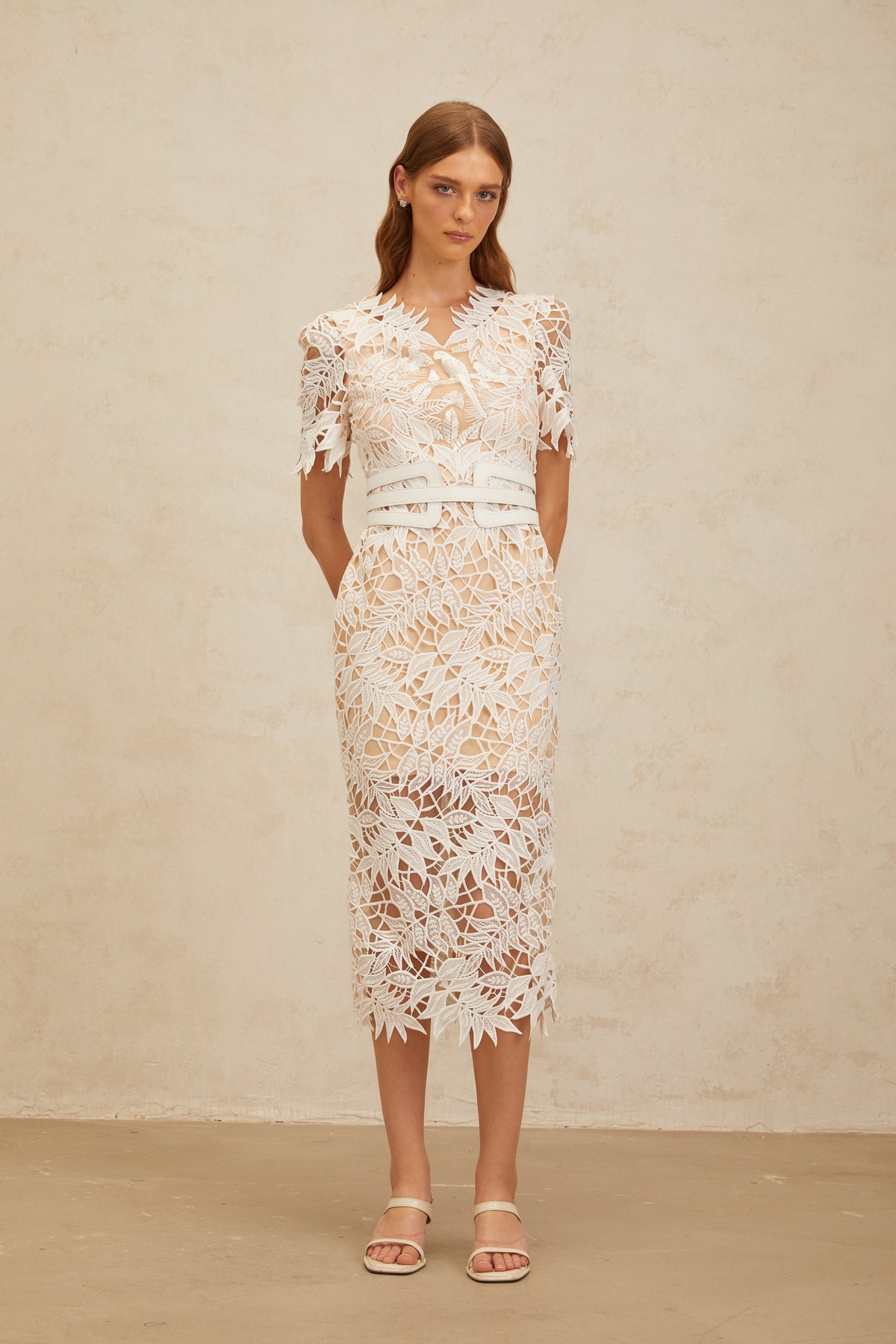 Chloé White Glamorous Corded Lace Midi Dress (Final Sale-US Only)