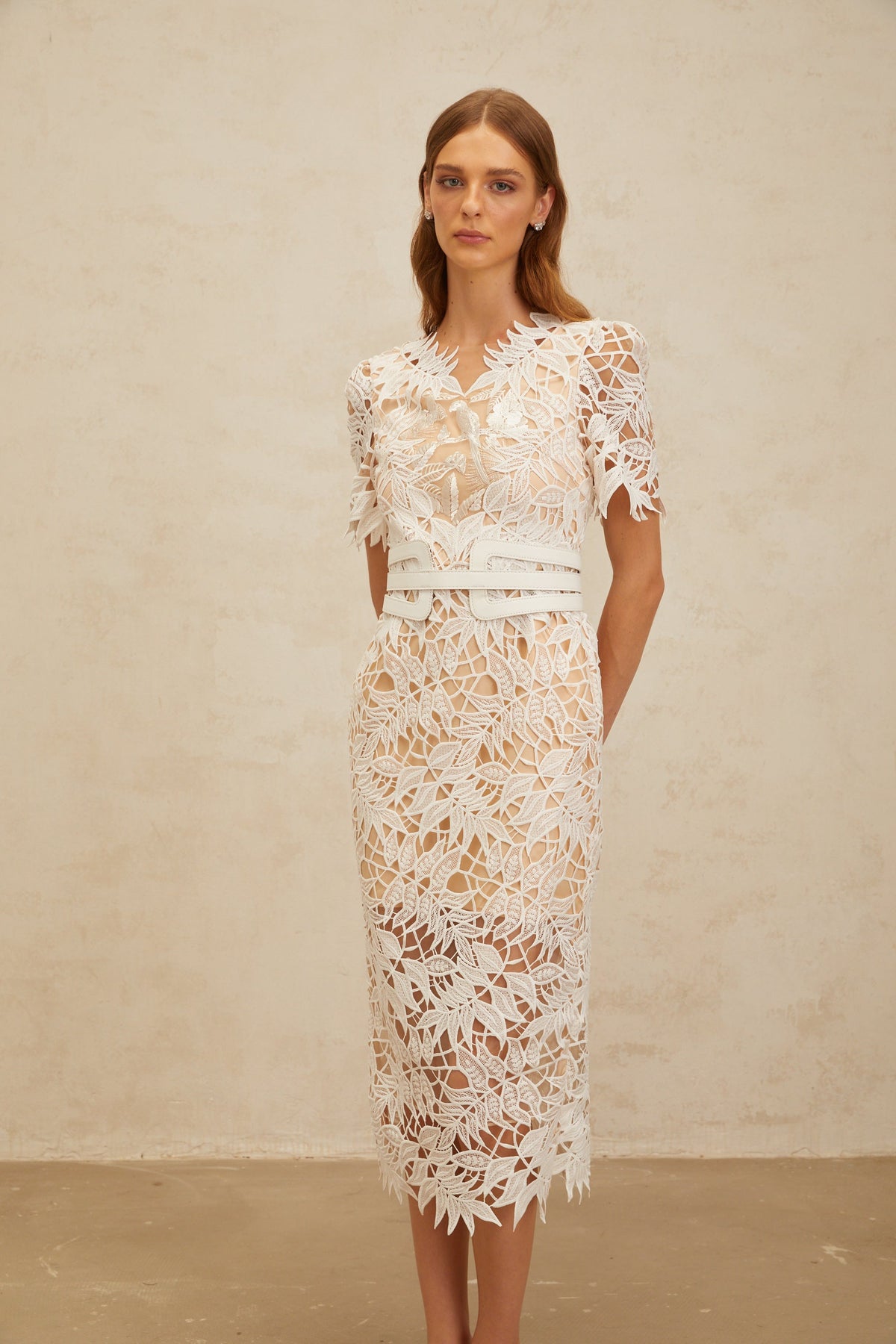 Chloé White Glamorous Corded Lace Midi Dress (Final Sale-US Only)