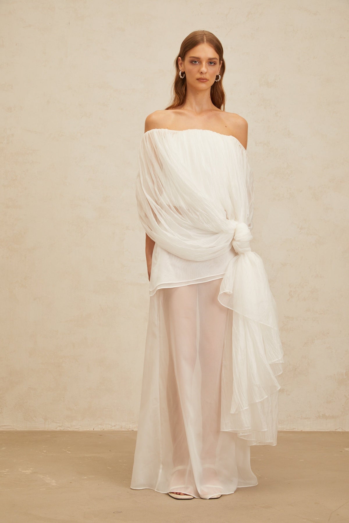 Lison White Asymmetrical Tulle Matching Set (Final Sale-US Only)
