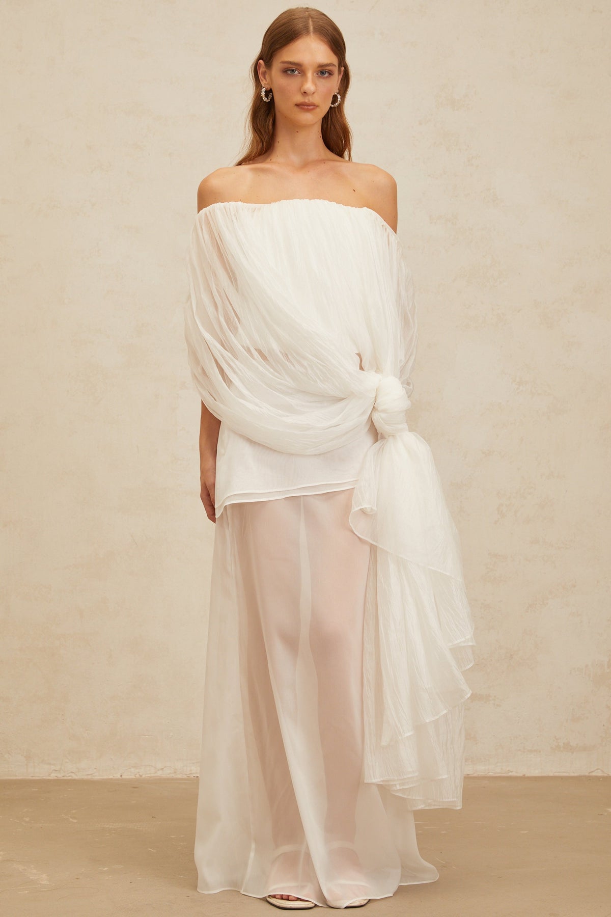Lison White Asymmetrical Tulle Matching Set (Final Sale-US Only)