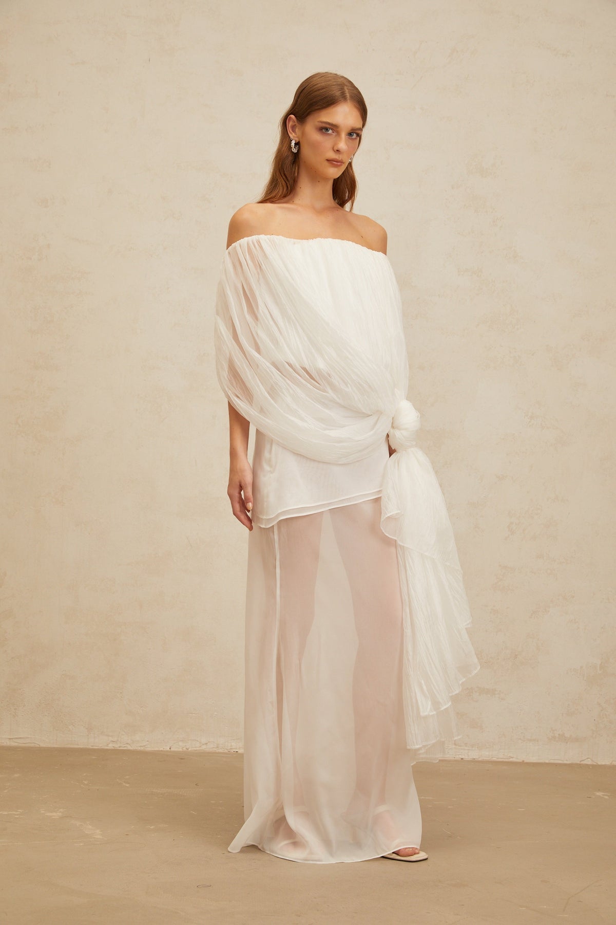 Lison White Asymmetrical Tulle Matching Set (Final Sale-US Only)