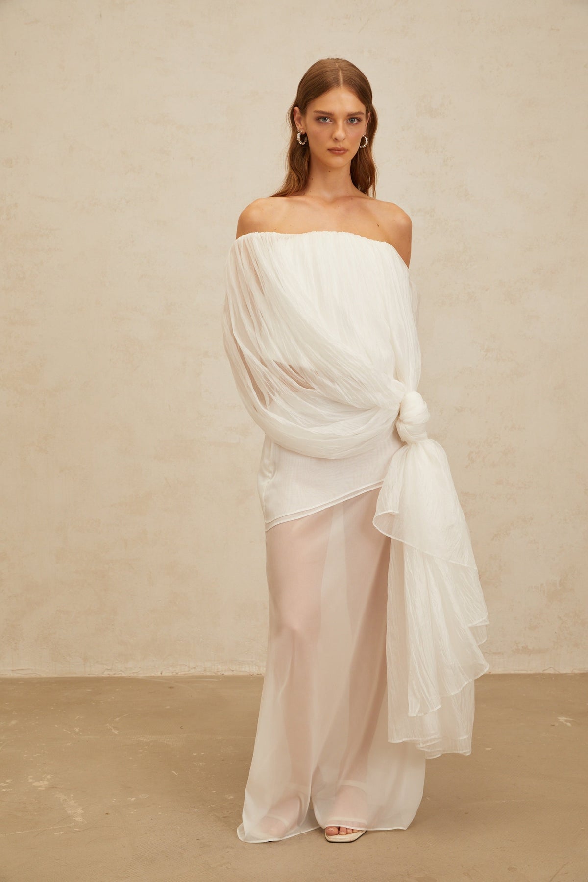 Lison White Asymmetrical Tulle Matching Set (Final Sale-US Only)