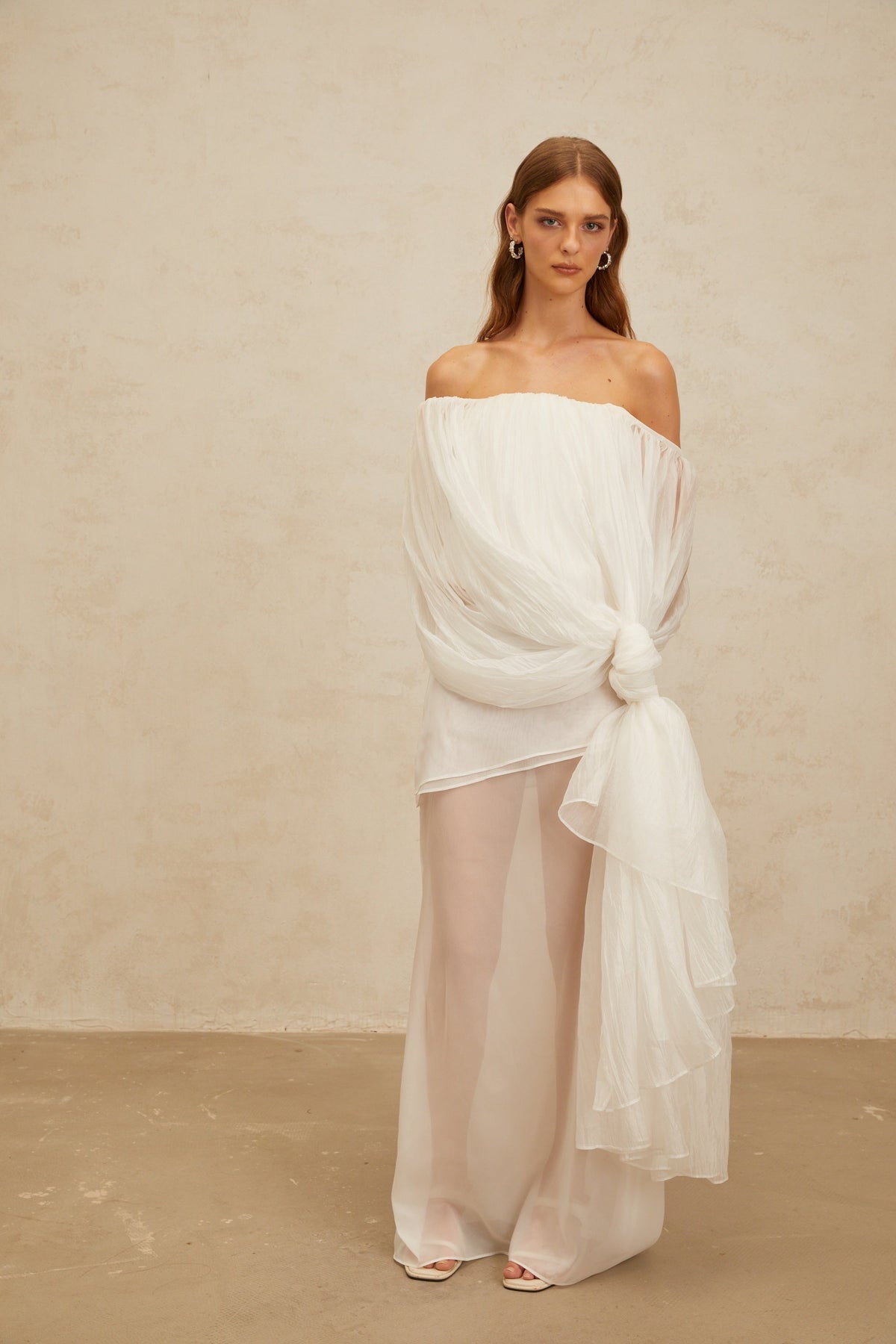 Lison White Asymmetrical Tulle Matching Set (Final Sale-US Only)