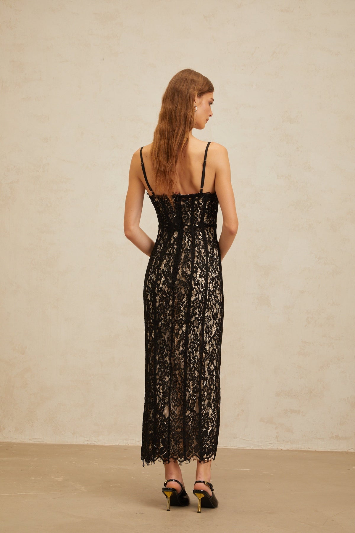 Fleur Black Floral Lace Bustier Maxi Dress (Final Sale-US Only)