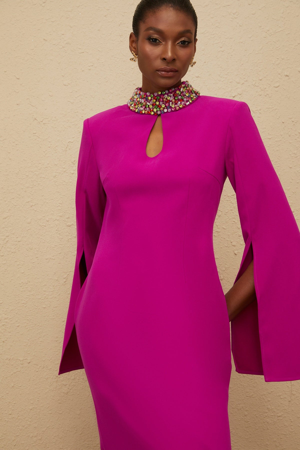 Majestueuse Fuchsia Keyhole-Detail Mermaid Gown