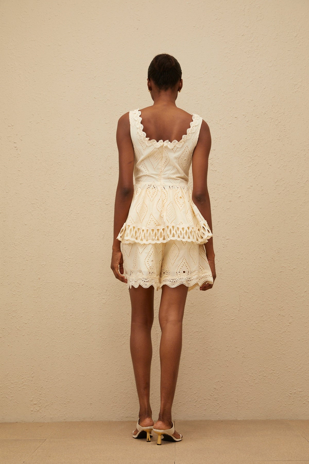Katell Beige Embroidered Cutout Co-ord Set